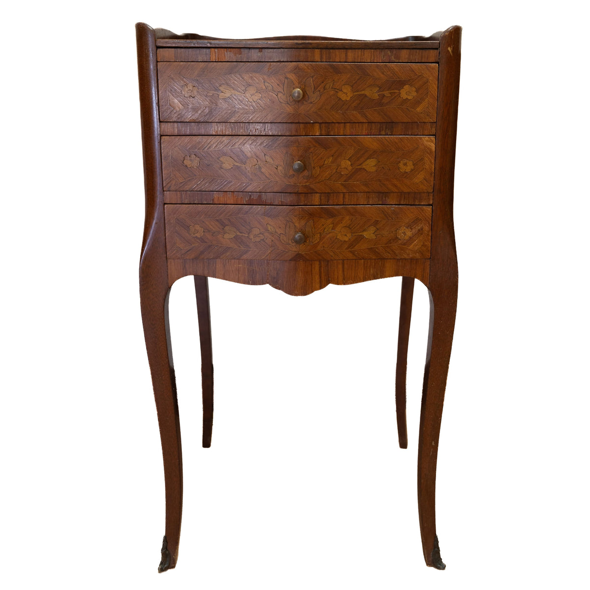 Pair of Italian Floral Marquetry Side Tables