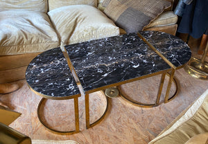 3-Part Black Marble Coffee Table
