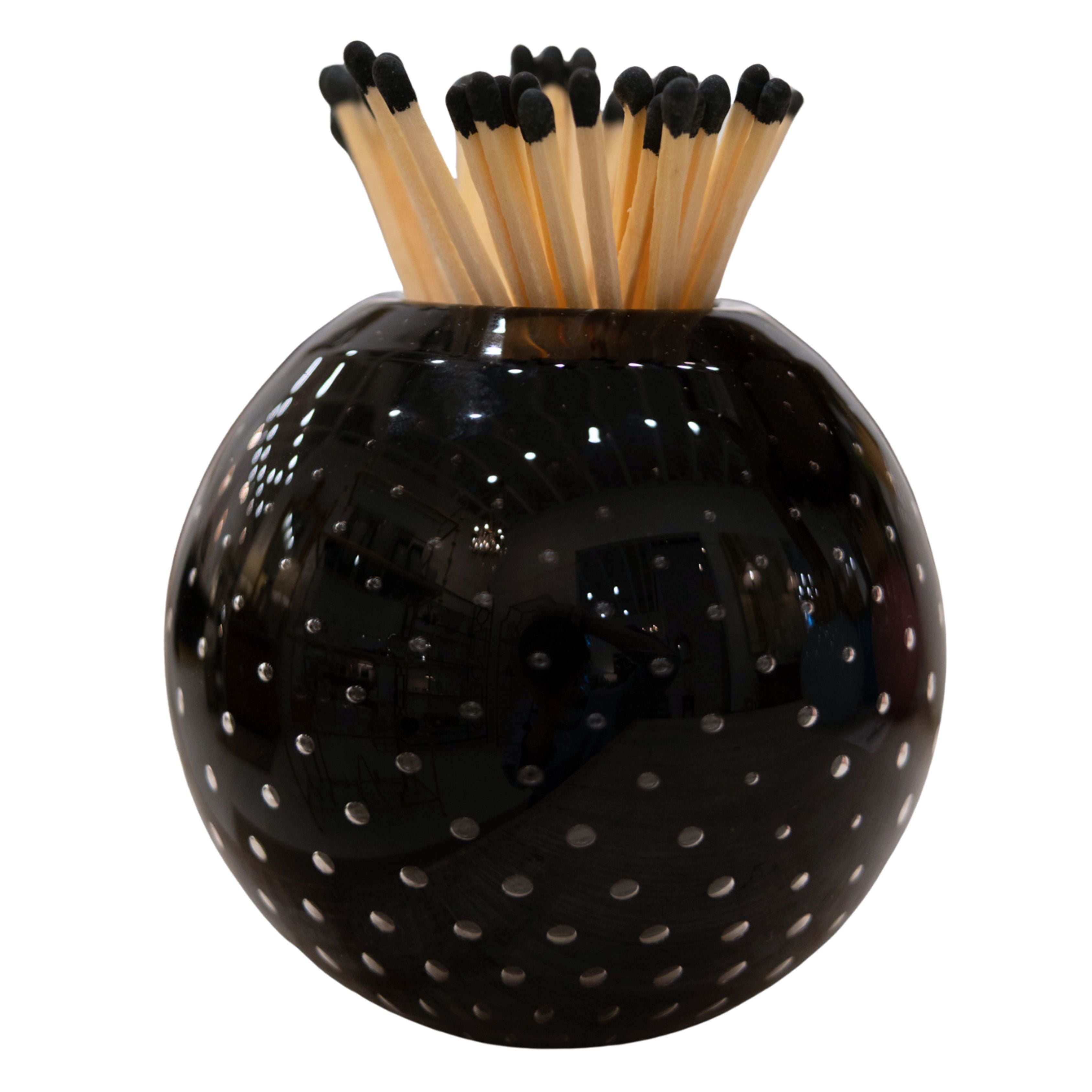 Black Glass Match Striker with Matches