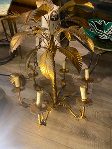 1950s Gold Palm Chandelier