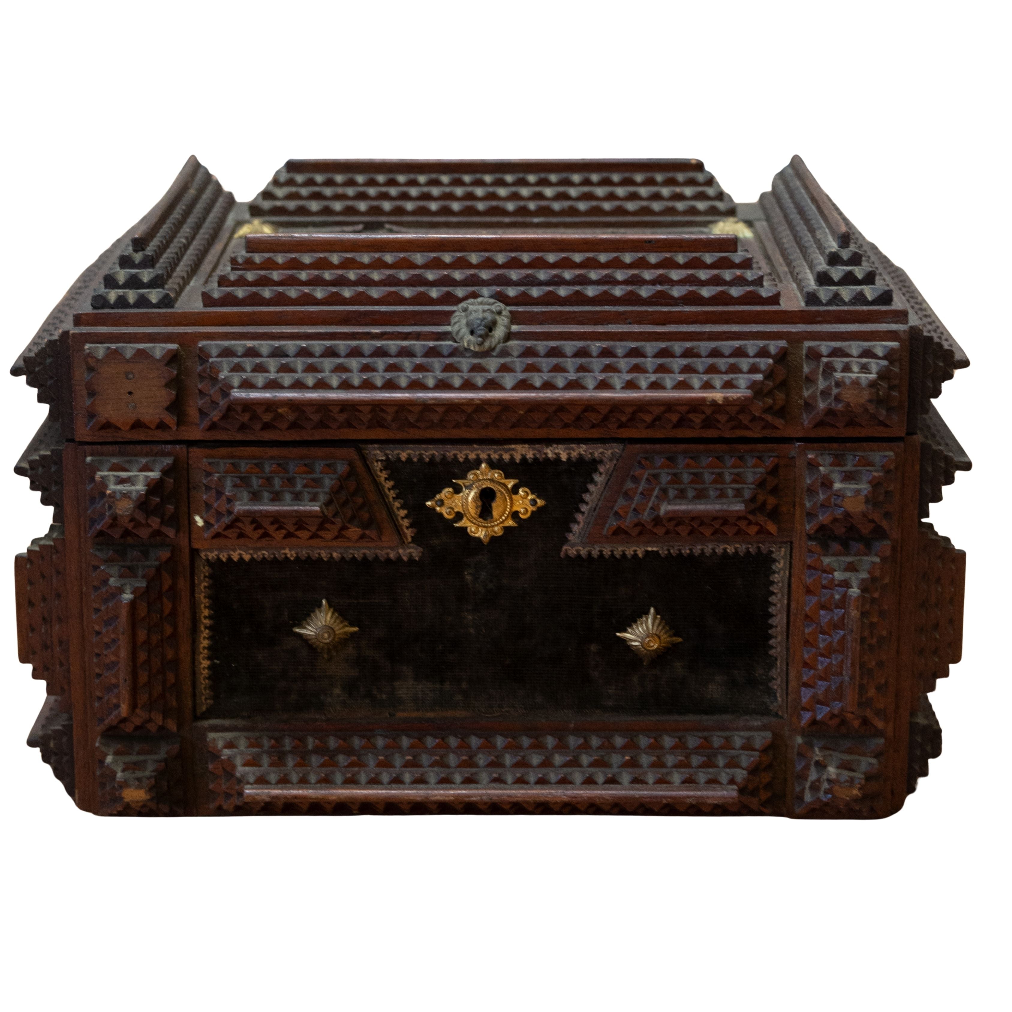 Tramp Art Box w/ Griffin on Top