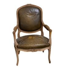 Load image into Gallery viewer, Pair of Olive Green Leather Louis XVI Chairs
