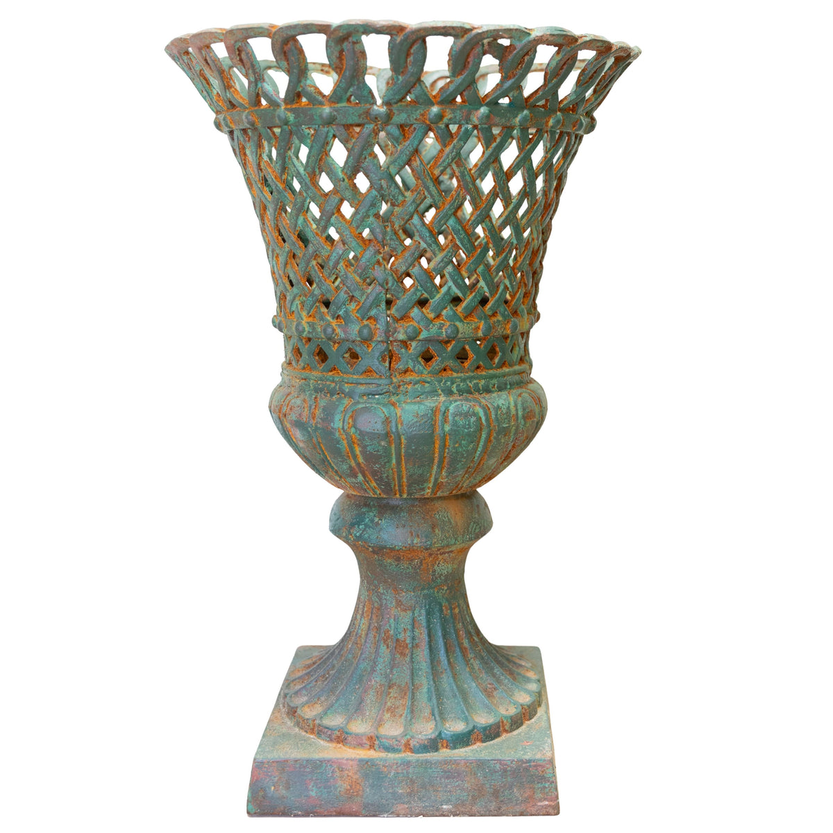 19th C Green Iron Lattice Planter
