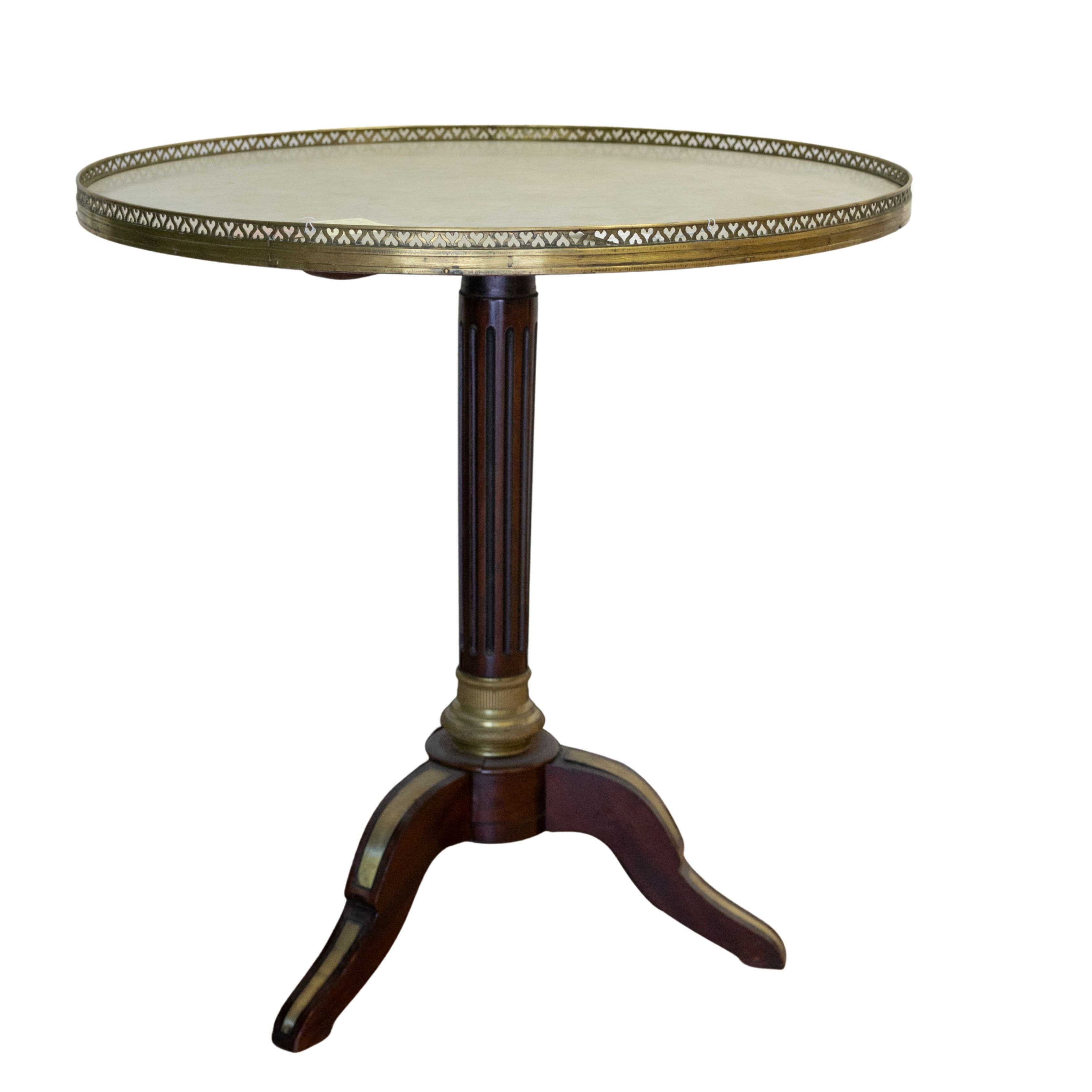 Bois et Galerie Marbre Gueridon Table