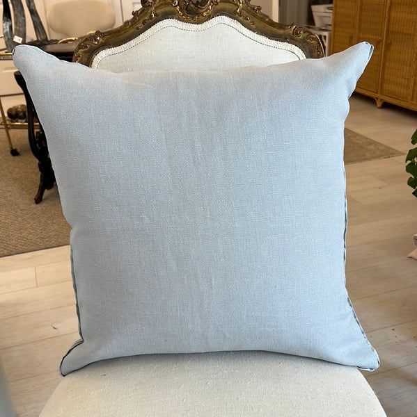 Ice Blue Linen with Silk Flange Pillow
