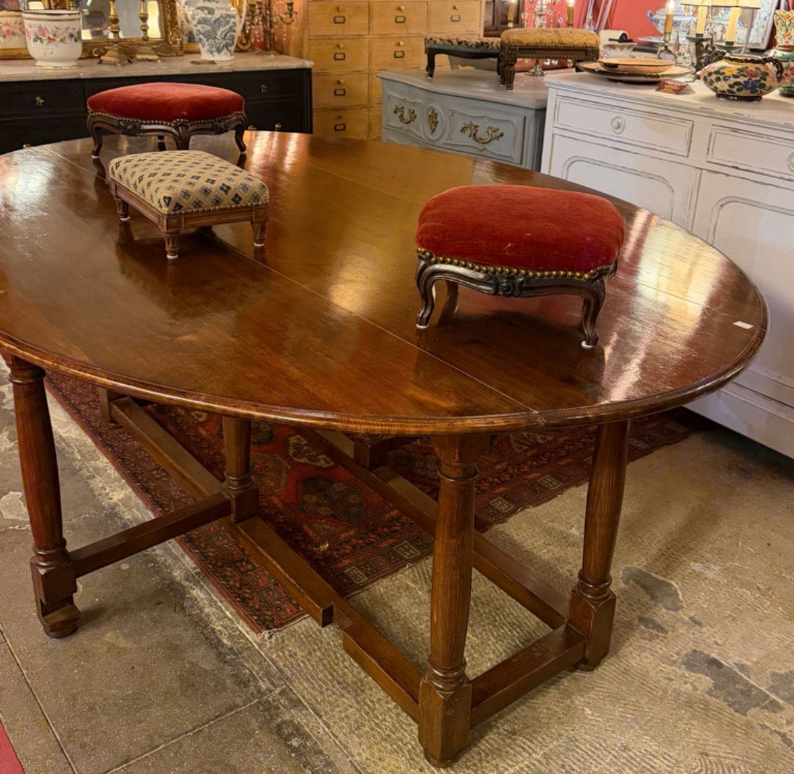 19th C French Walnut Oval Table