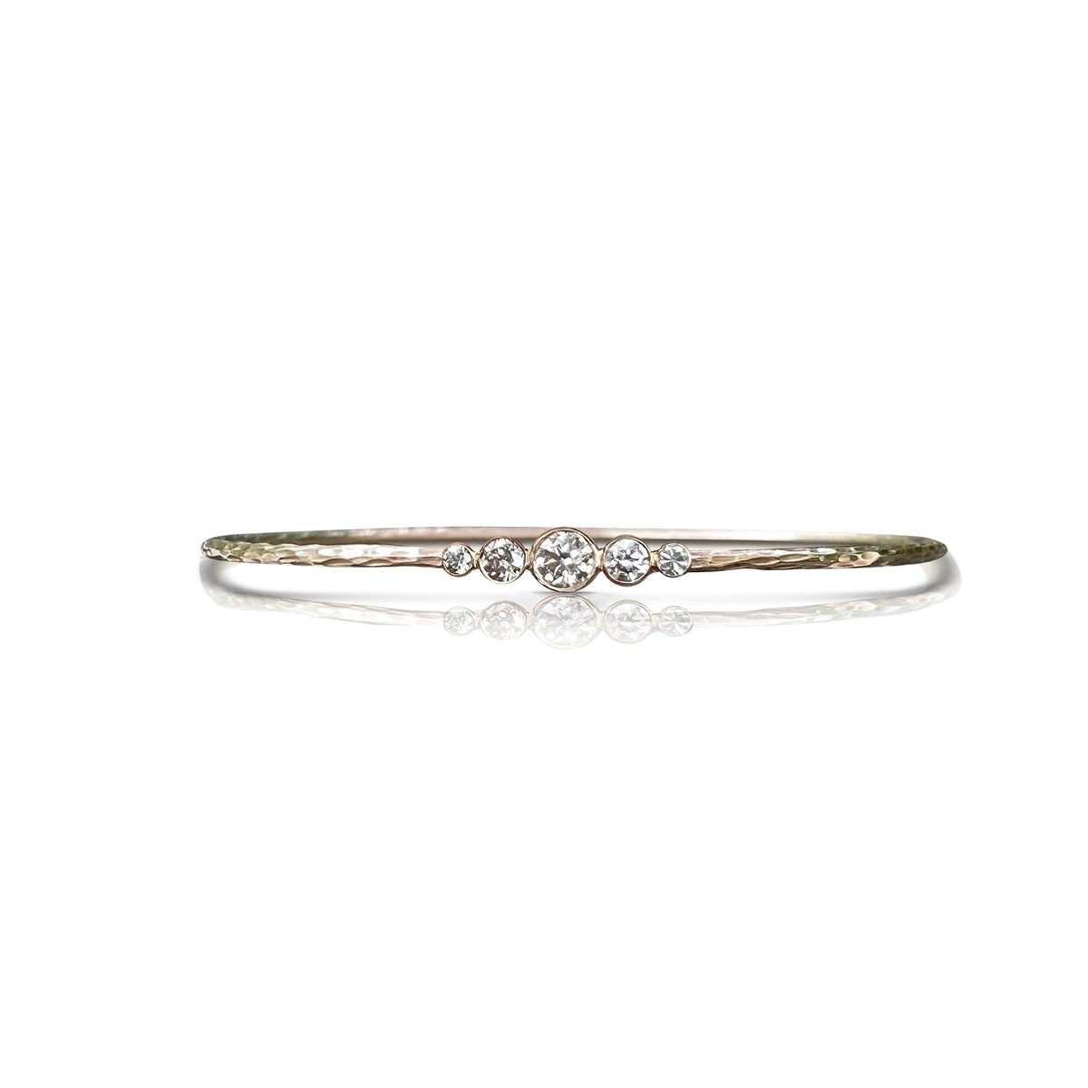 14K 5 Diamond Hammered Bracelet