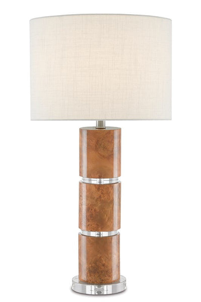 SO - HOSKINS Burled Wood Finish Table Lamp with Optic Crystal