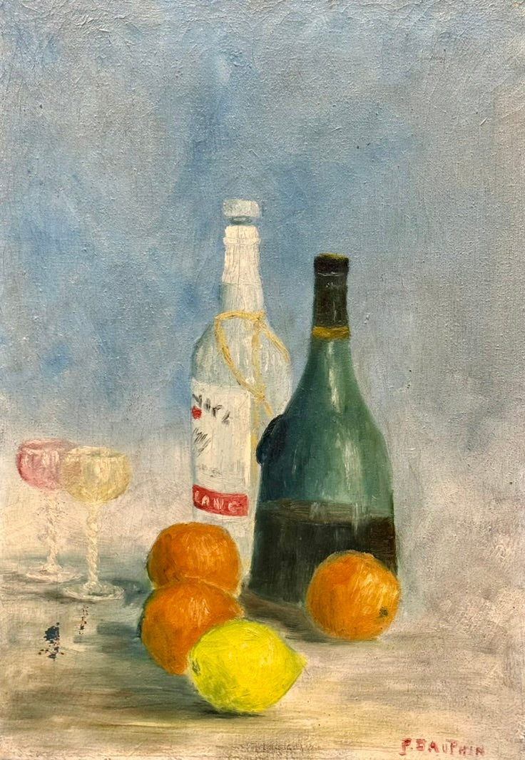 Heritage - Still life with Bottles and Citrus by Dauphin (21.5 x 15)