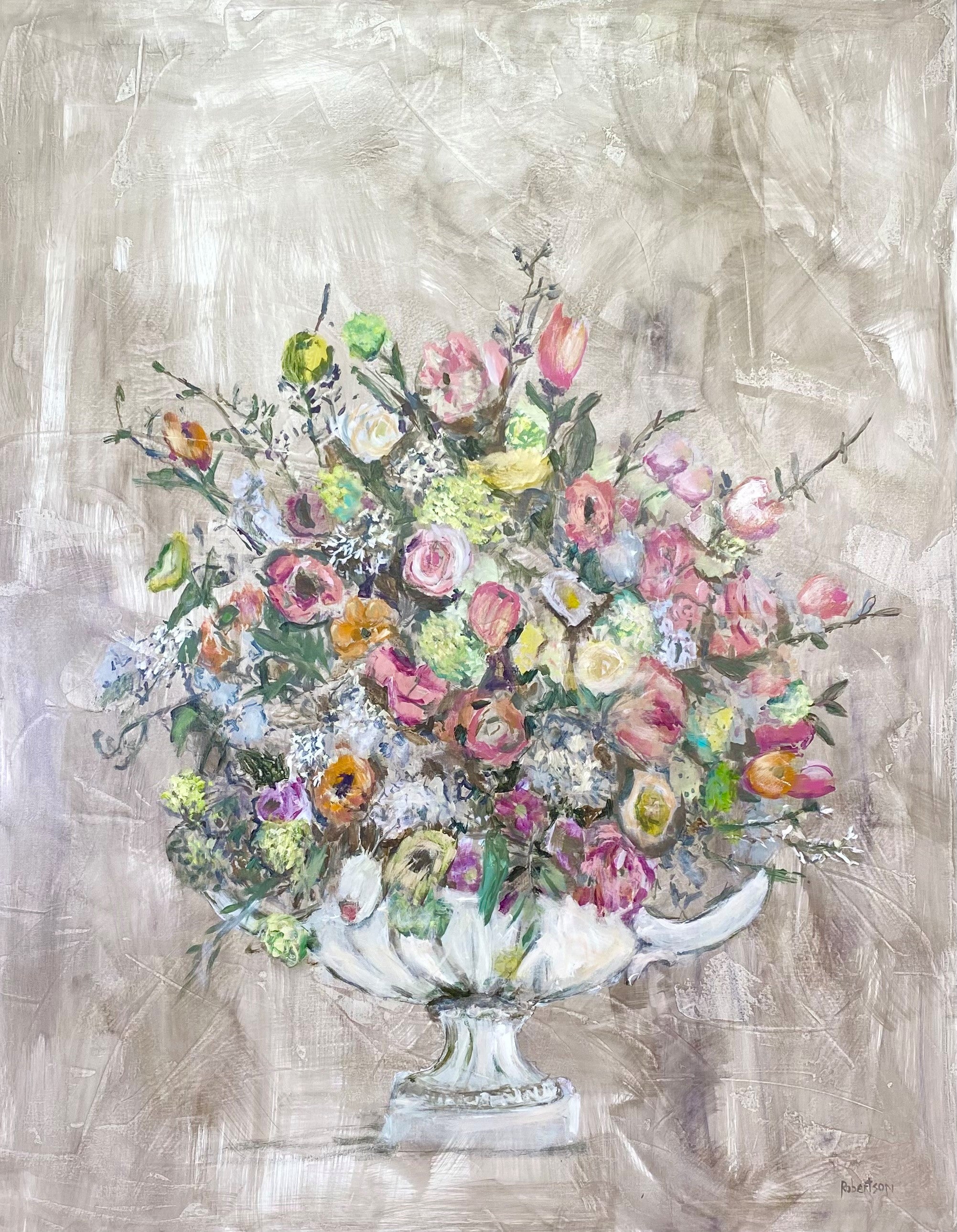 Sarah Robertson - Garden Floral in Urn (60 x 48)