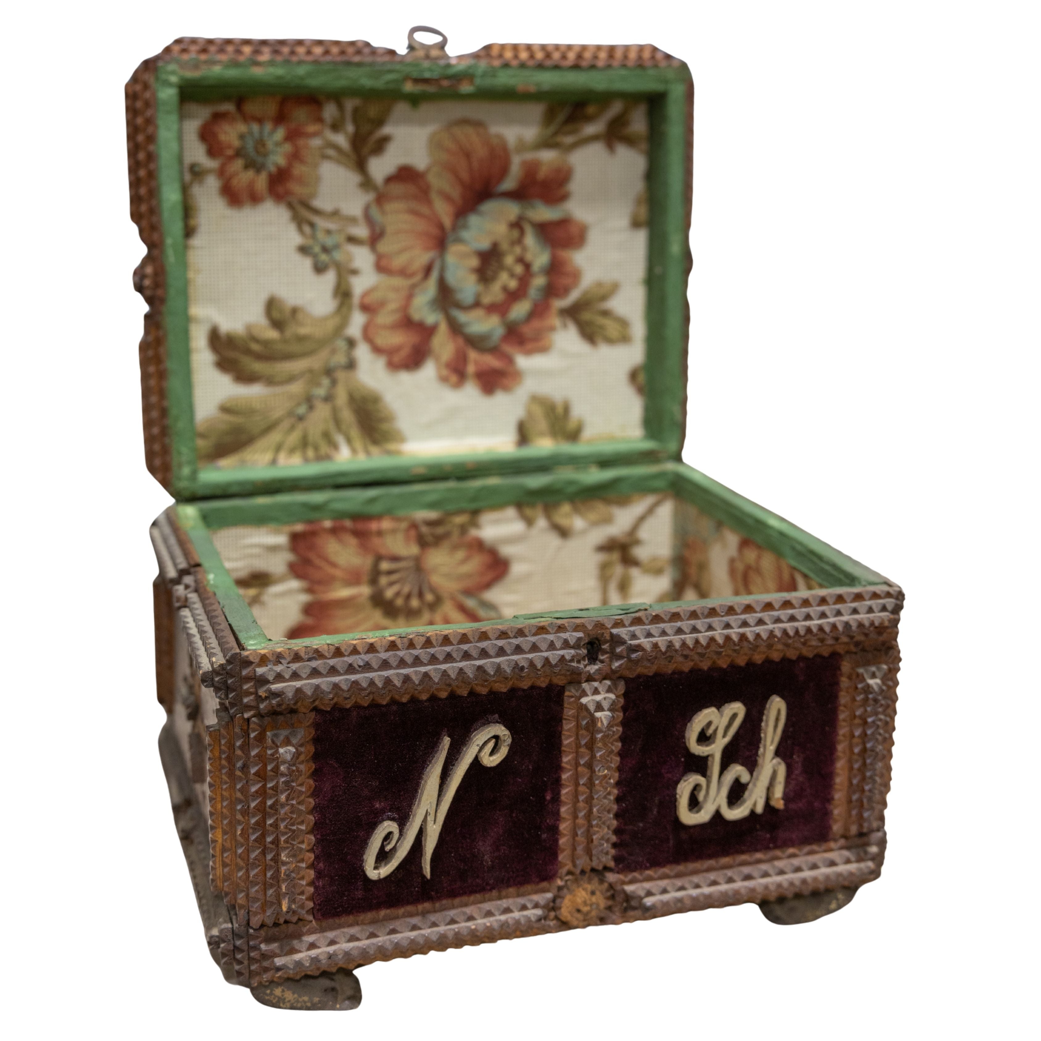 Tramp Art Box w/ Initials