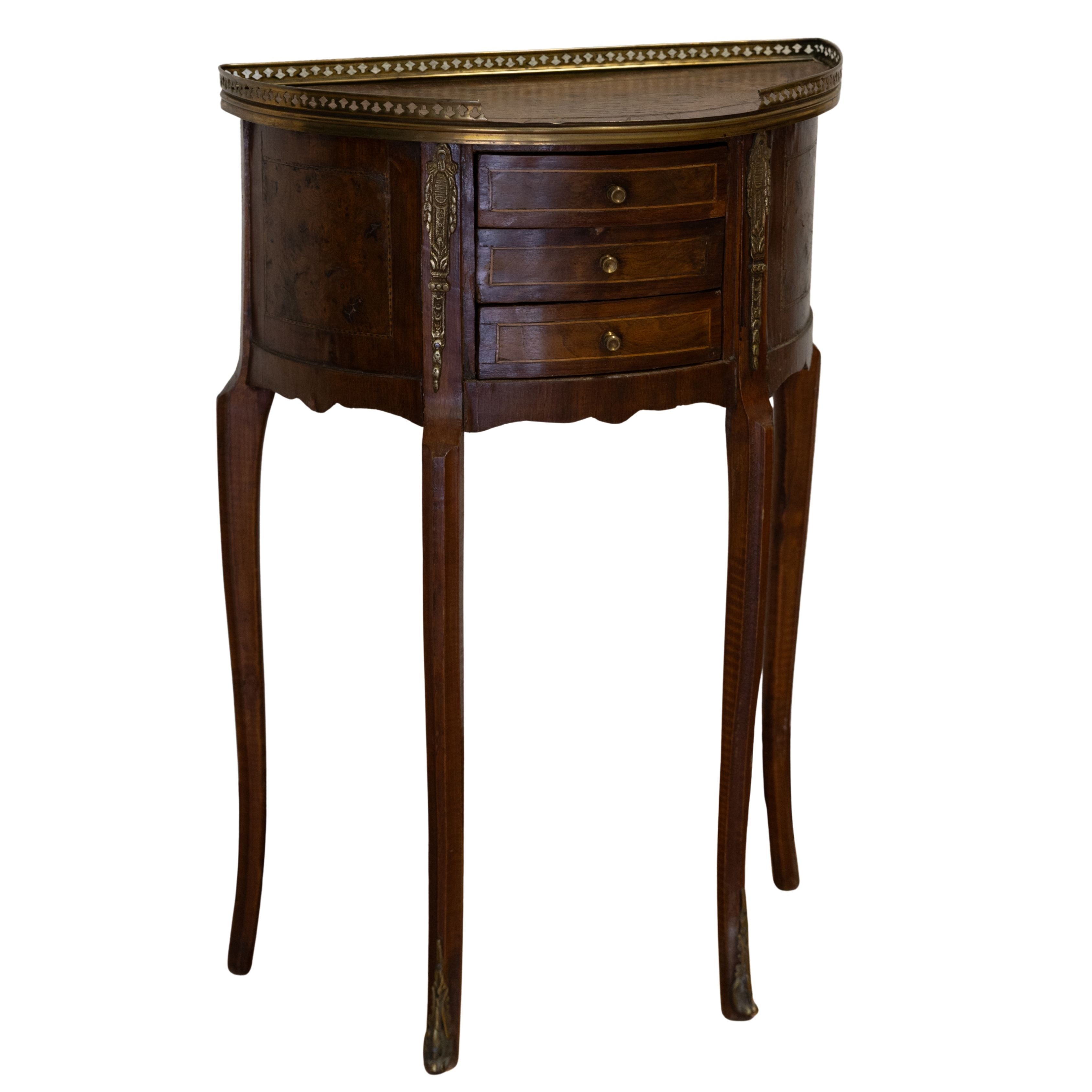 Pair of Walnut Demi Lune Small Tables