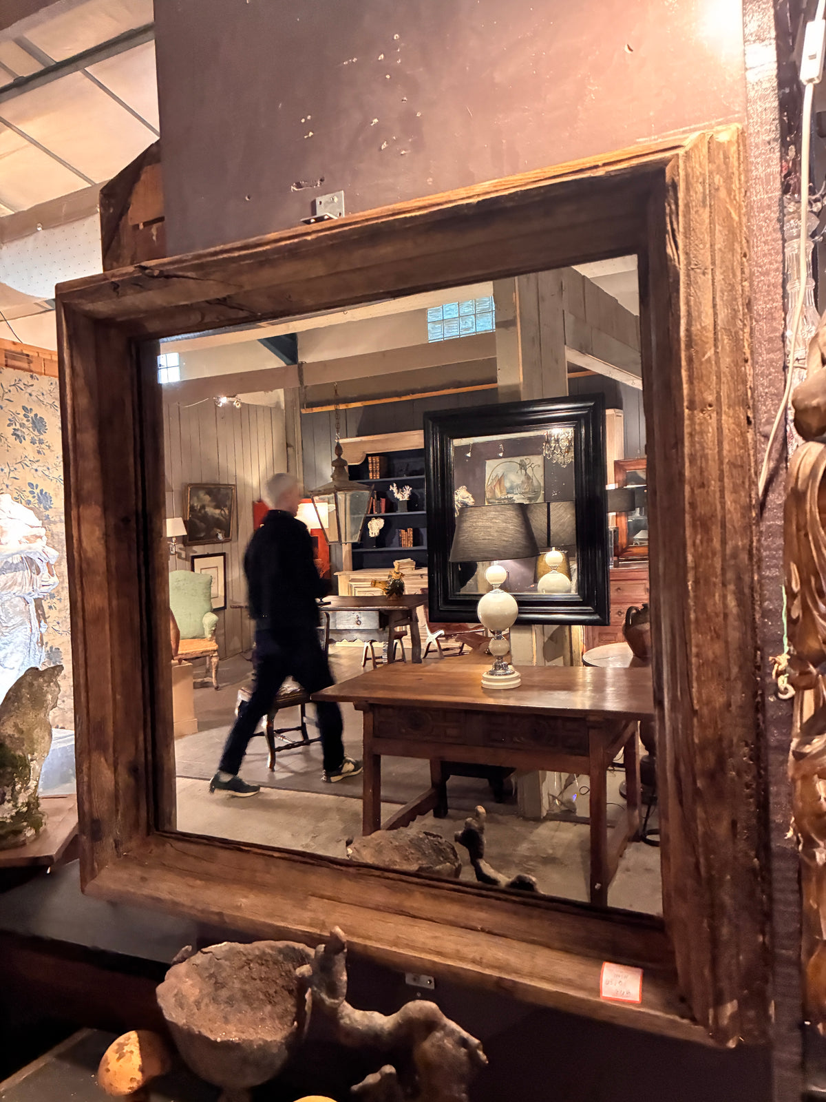 Antique Wood Mirror 34x34