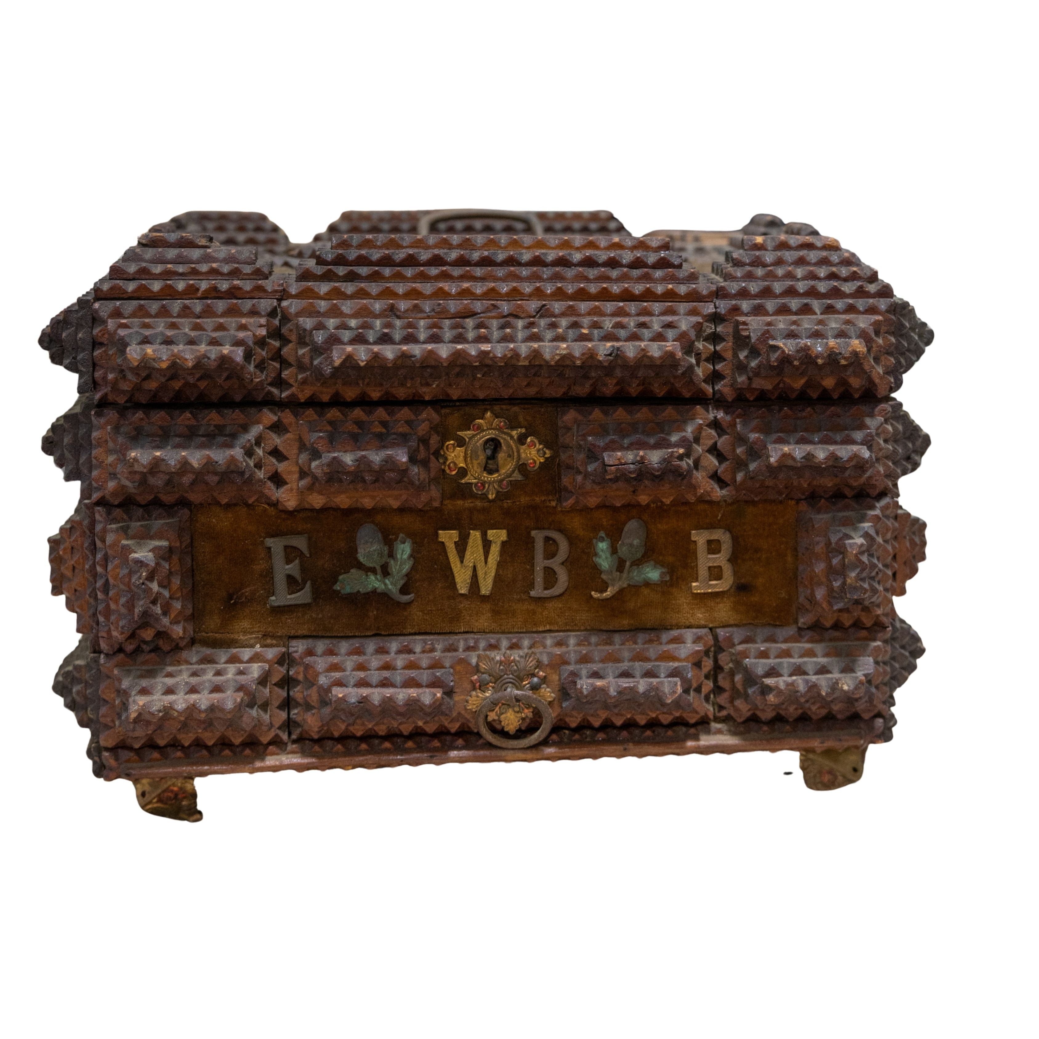 Tramp Art Box w/ Initials EWBB