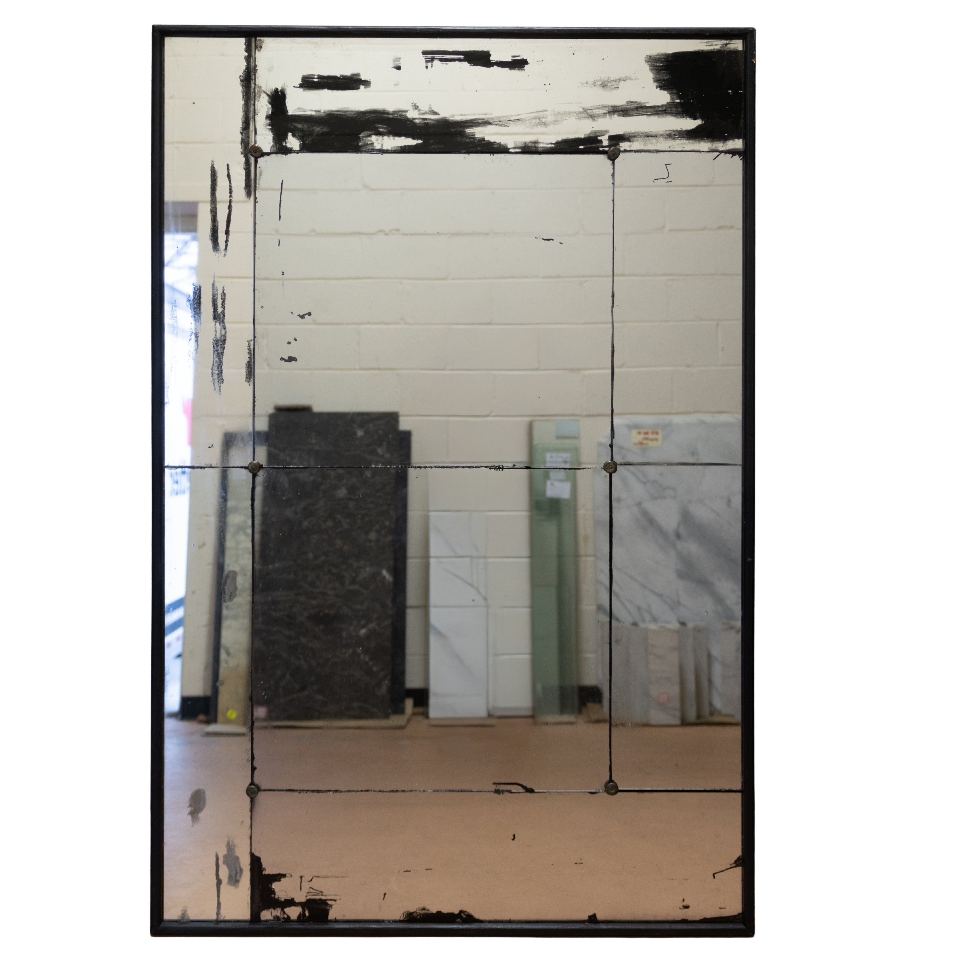 Distressed Mirror with Cabochons 68.5"Hx45