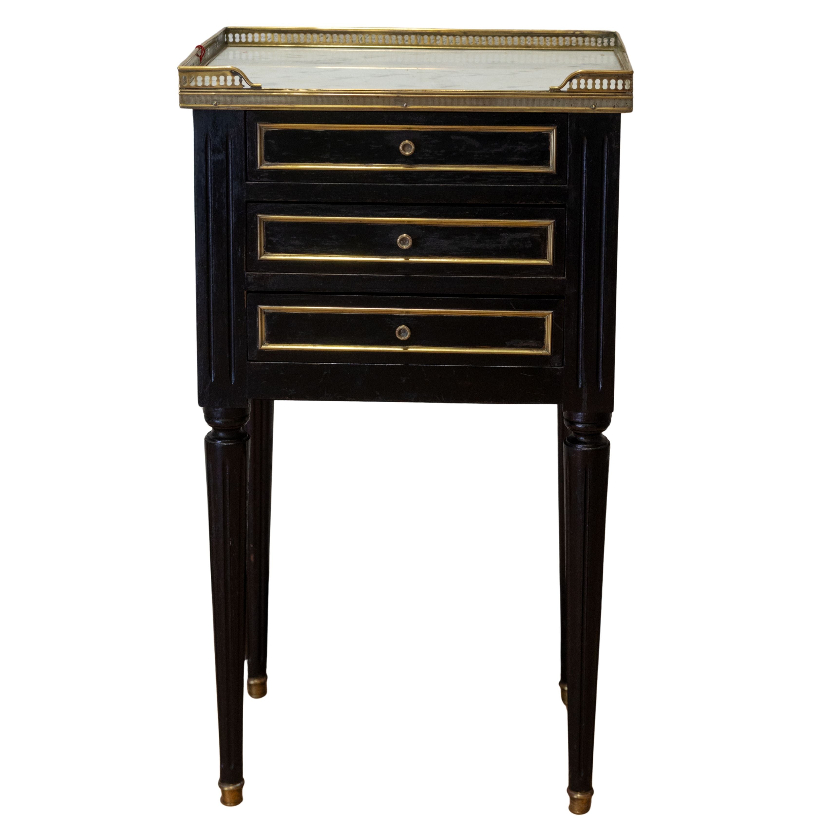 Small Black L XVI Table with Marble