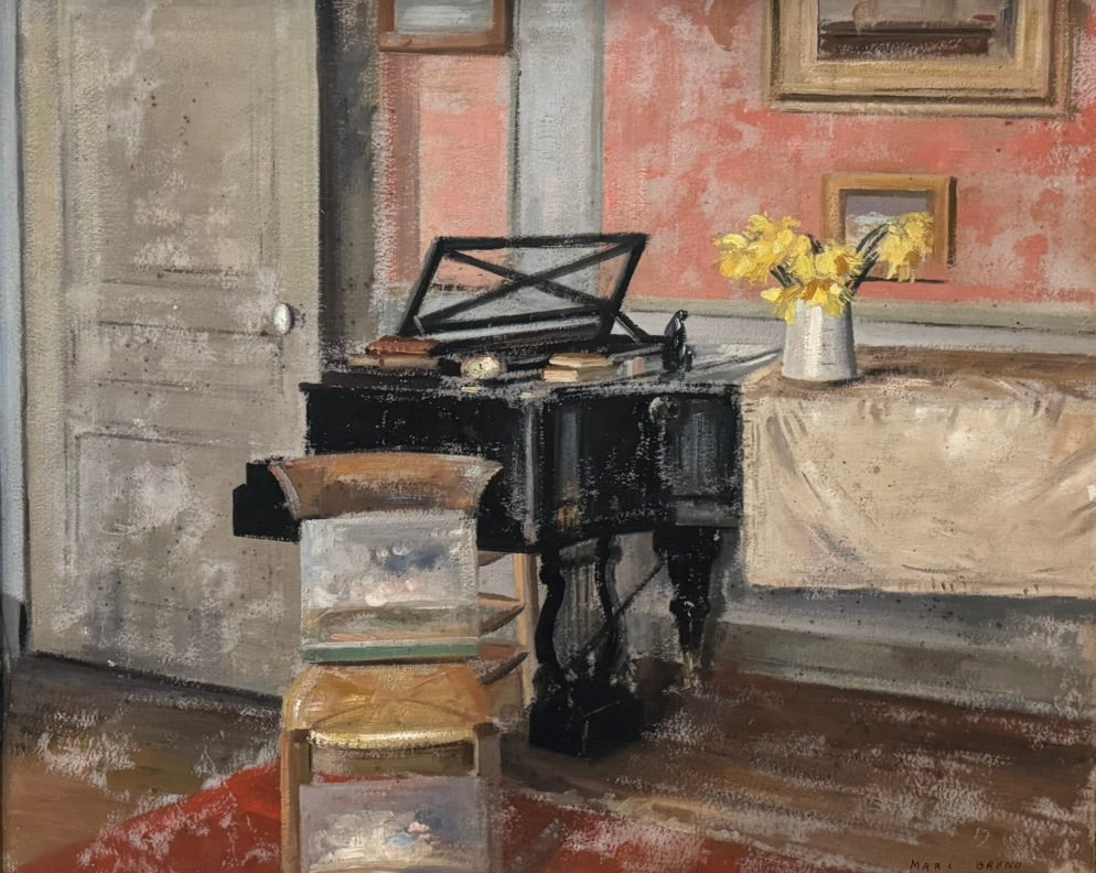 Heritage - Black Grand Piano with daffodils (20.5 x 25.5)