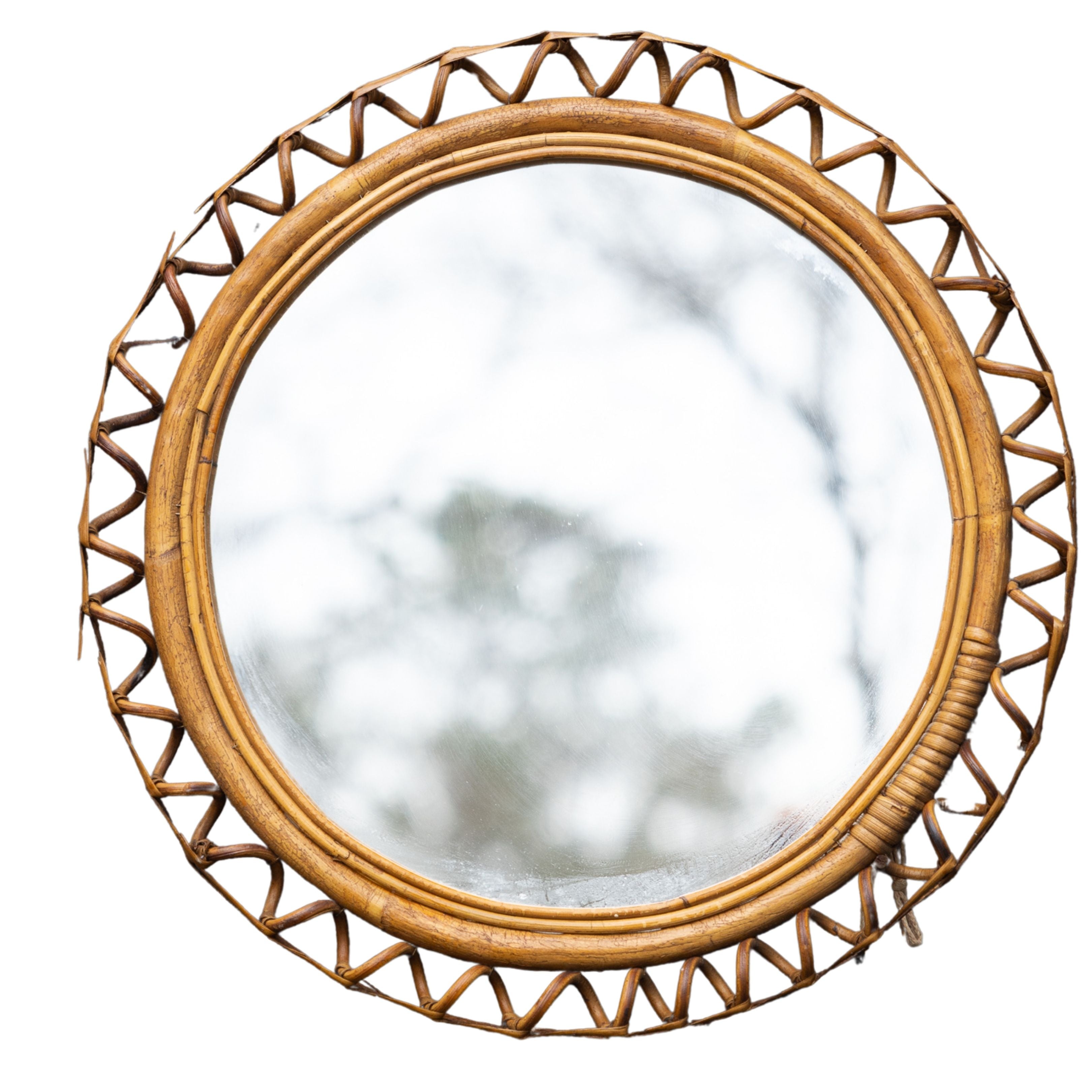 Round Rattan Mirror Small