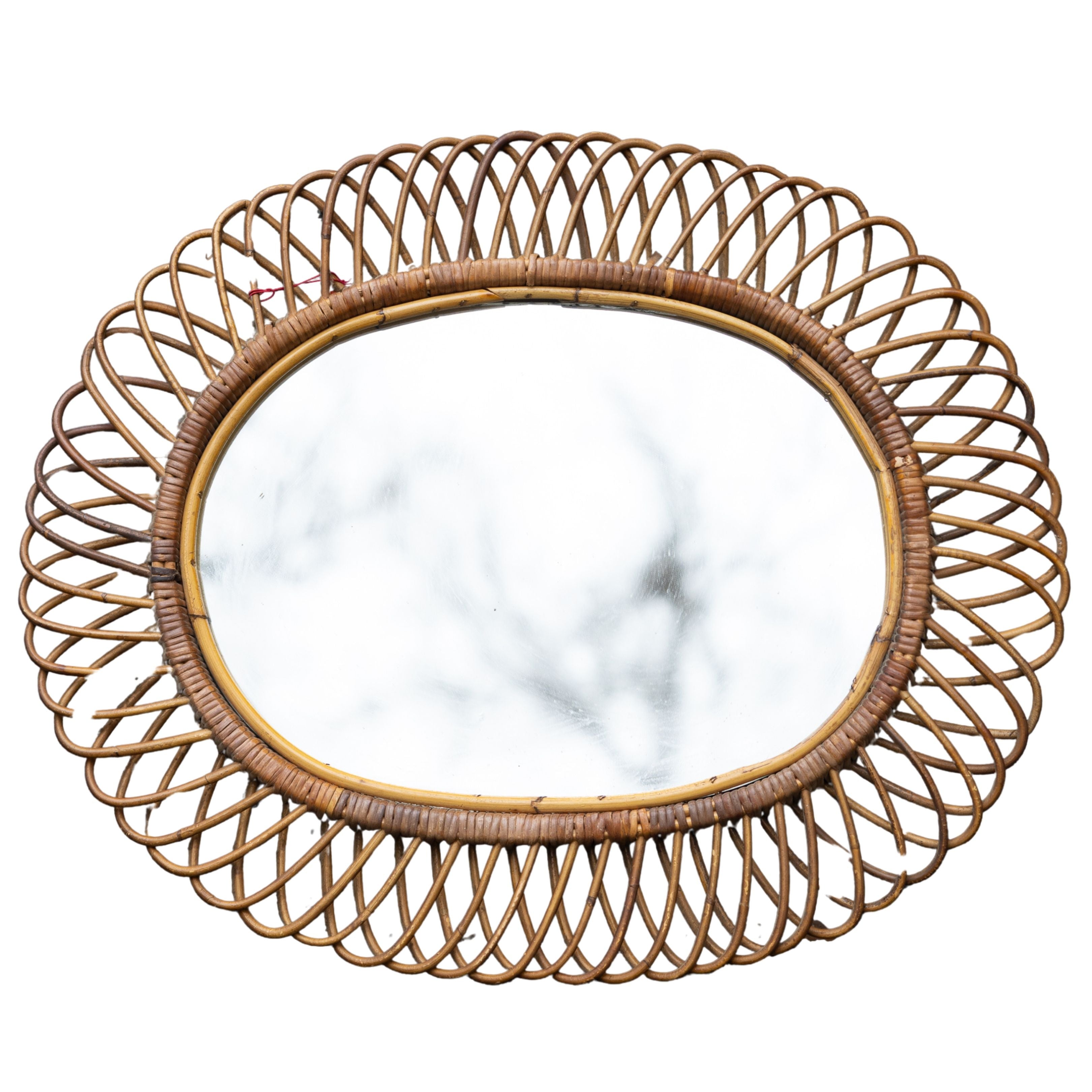 Large Oval Rattan Mirror