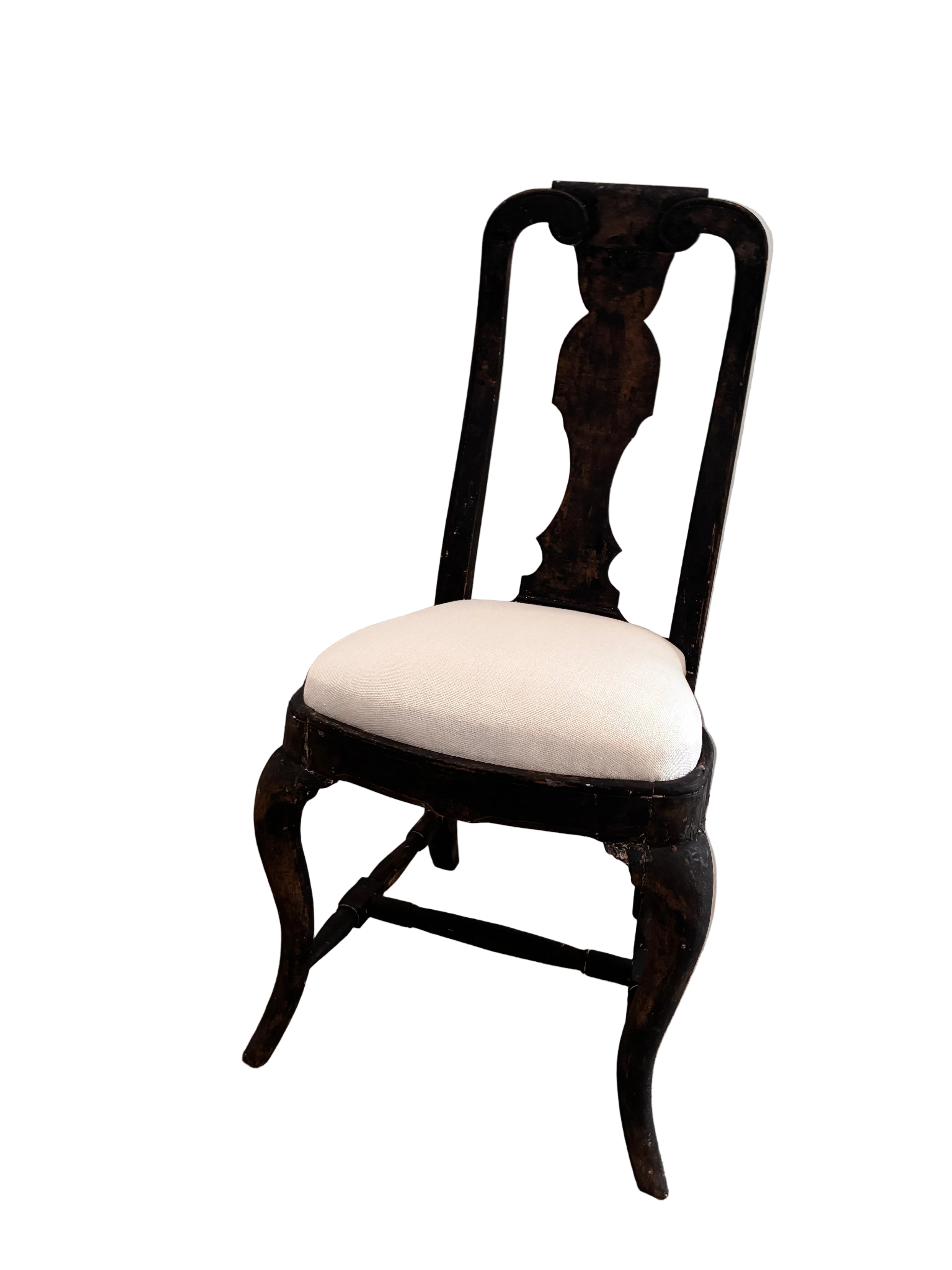 Set of 6 Black-Painted Swedish Chairs