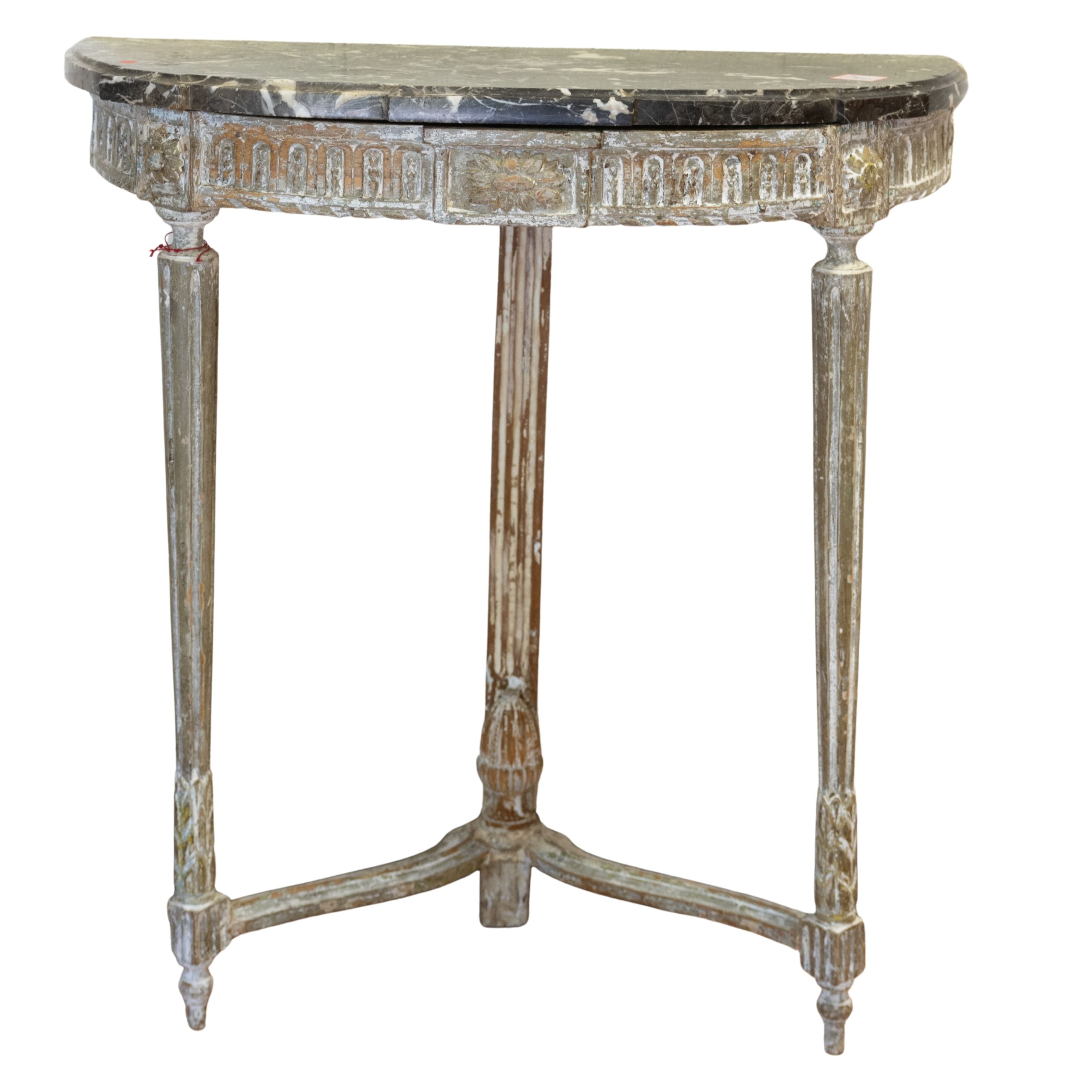 18th C L XVI Console with Grey Marble
