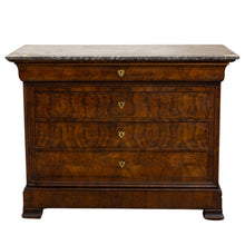 Load image into Gallery viewer, Louis Philippe Burled Walnut Commode w/ Grey Marble