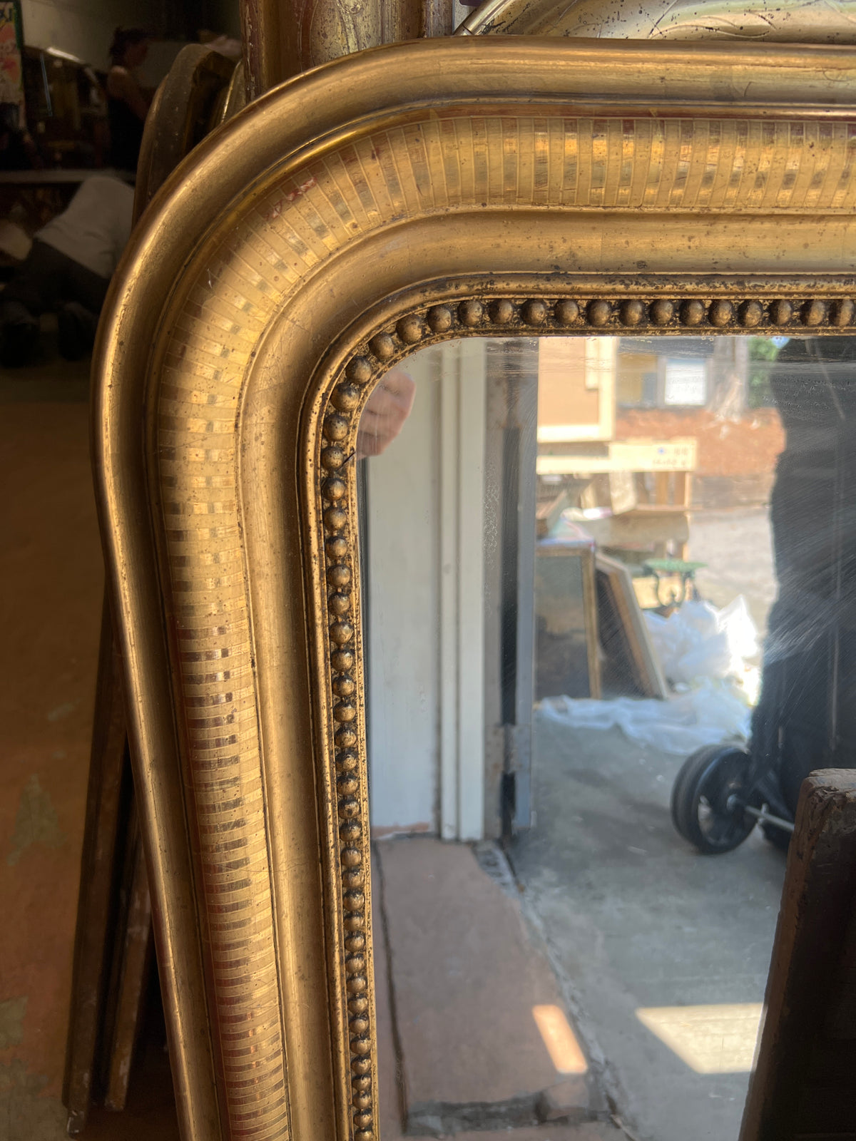 Gilded Louis Philippe Mirror with Beading