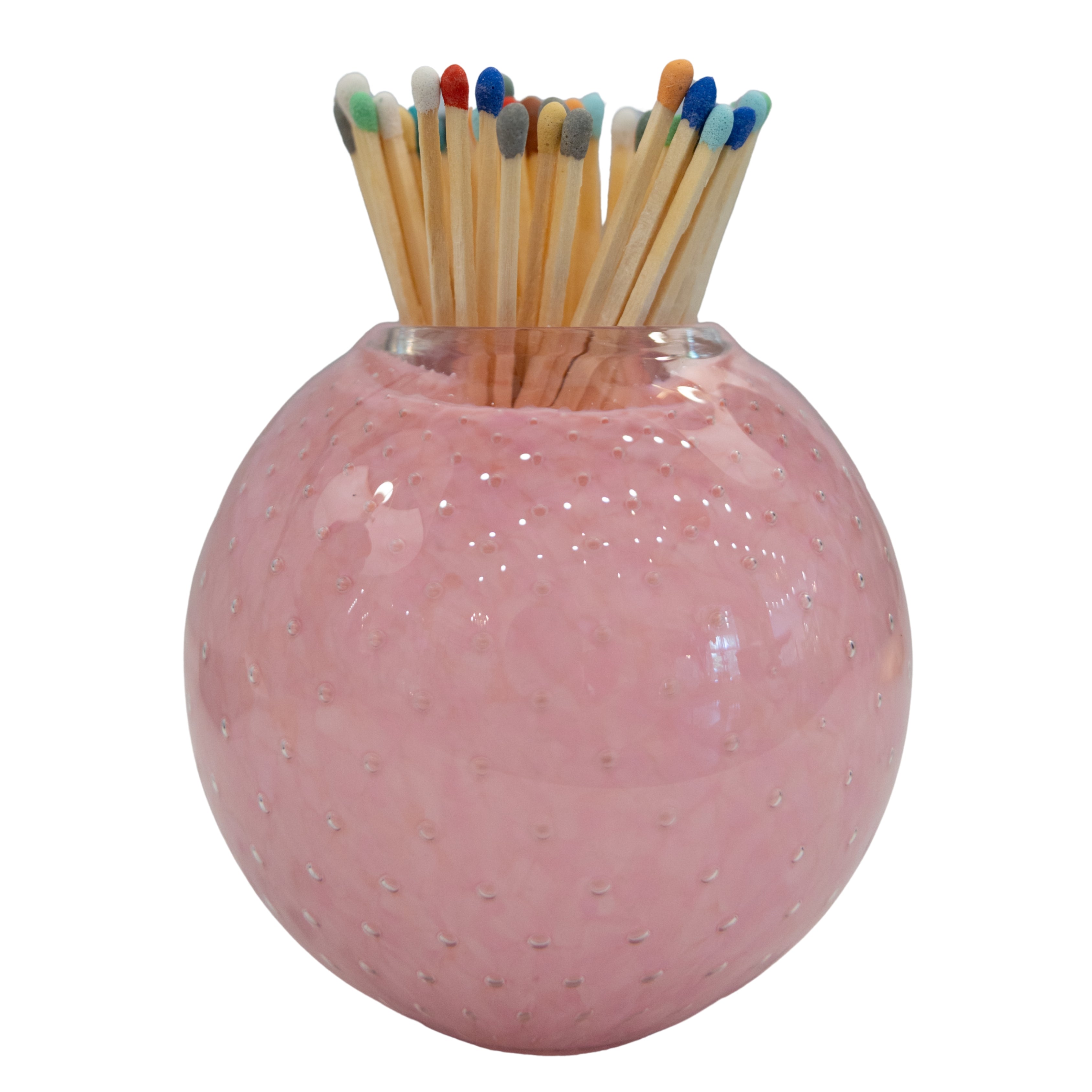 Pink Glass Match Striker with Matches
