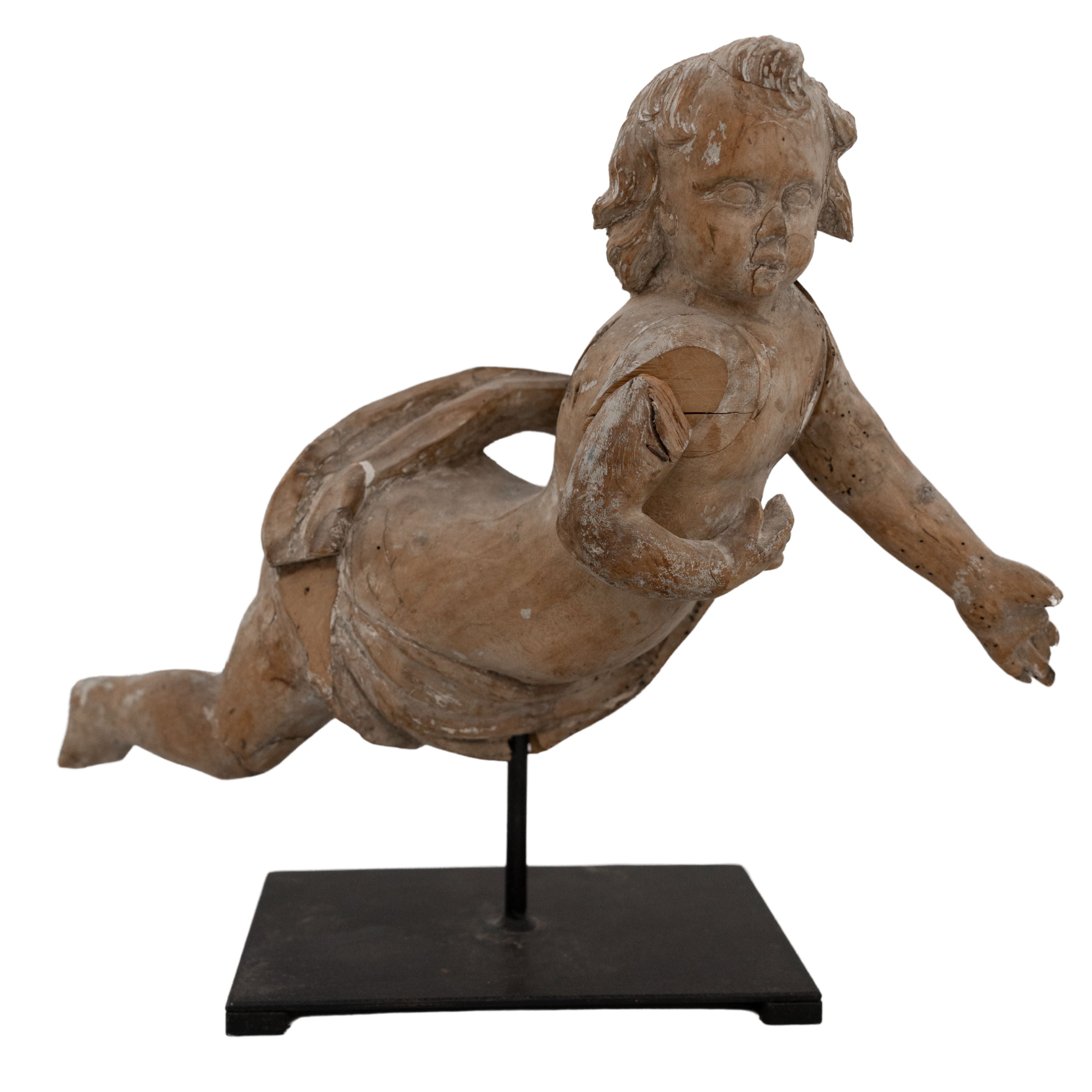 Wooden Cherub Statue
