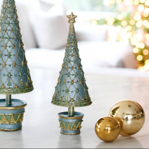 7" Blue Haze Fleur De Lis Tree