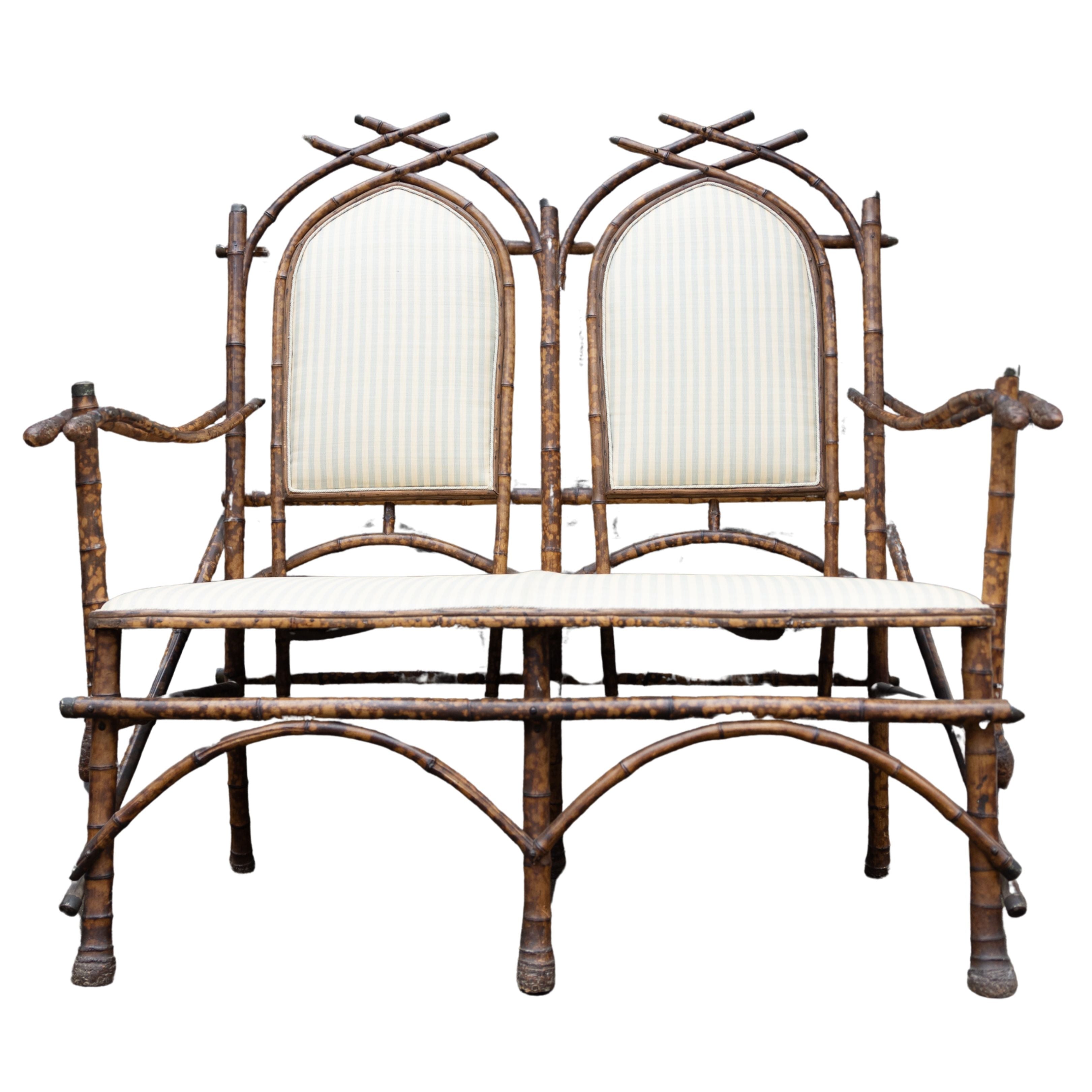 1870s Victorian Bamboo Banquette