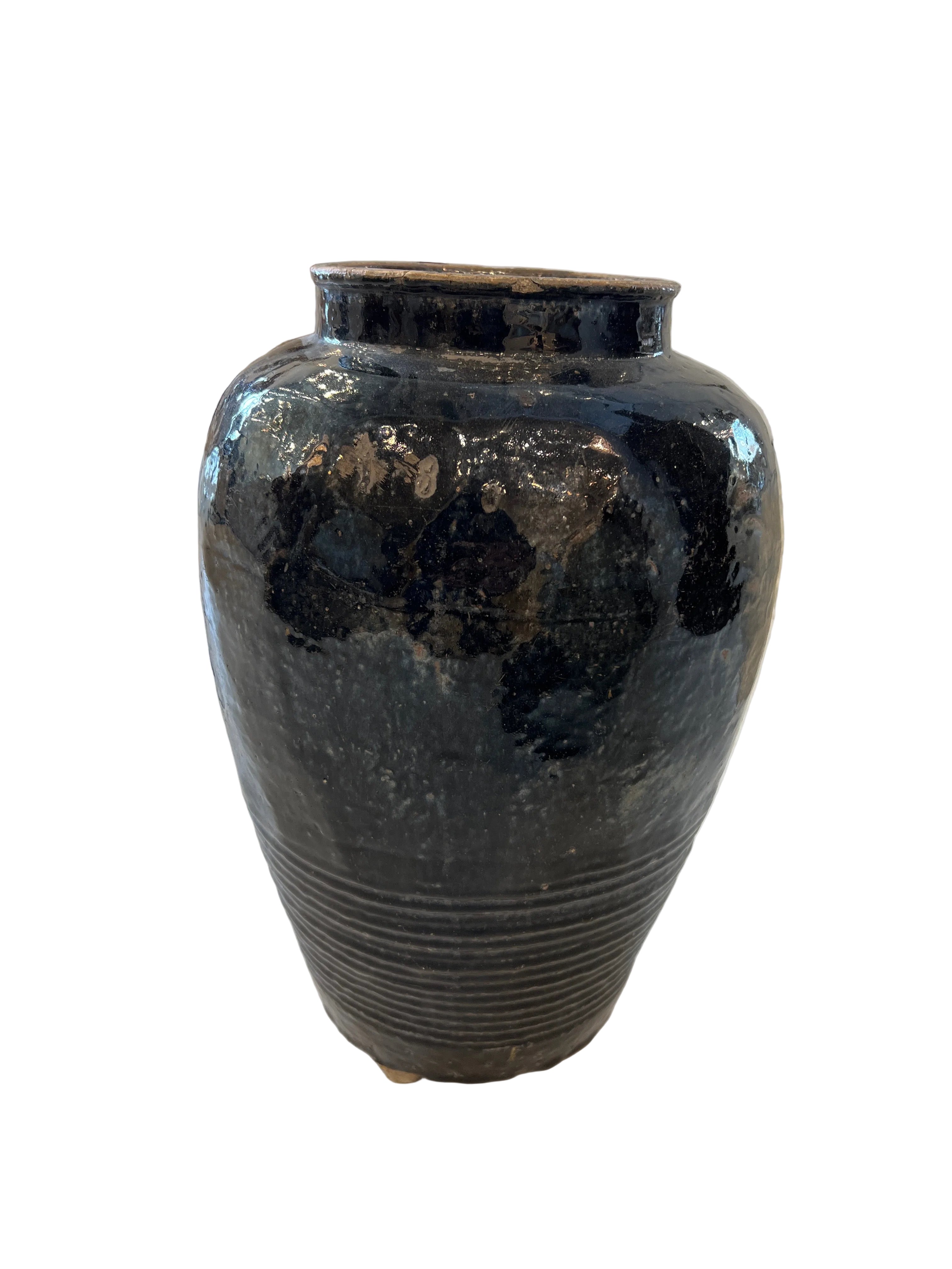 Tall Black Pot Vessel 13"W