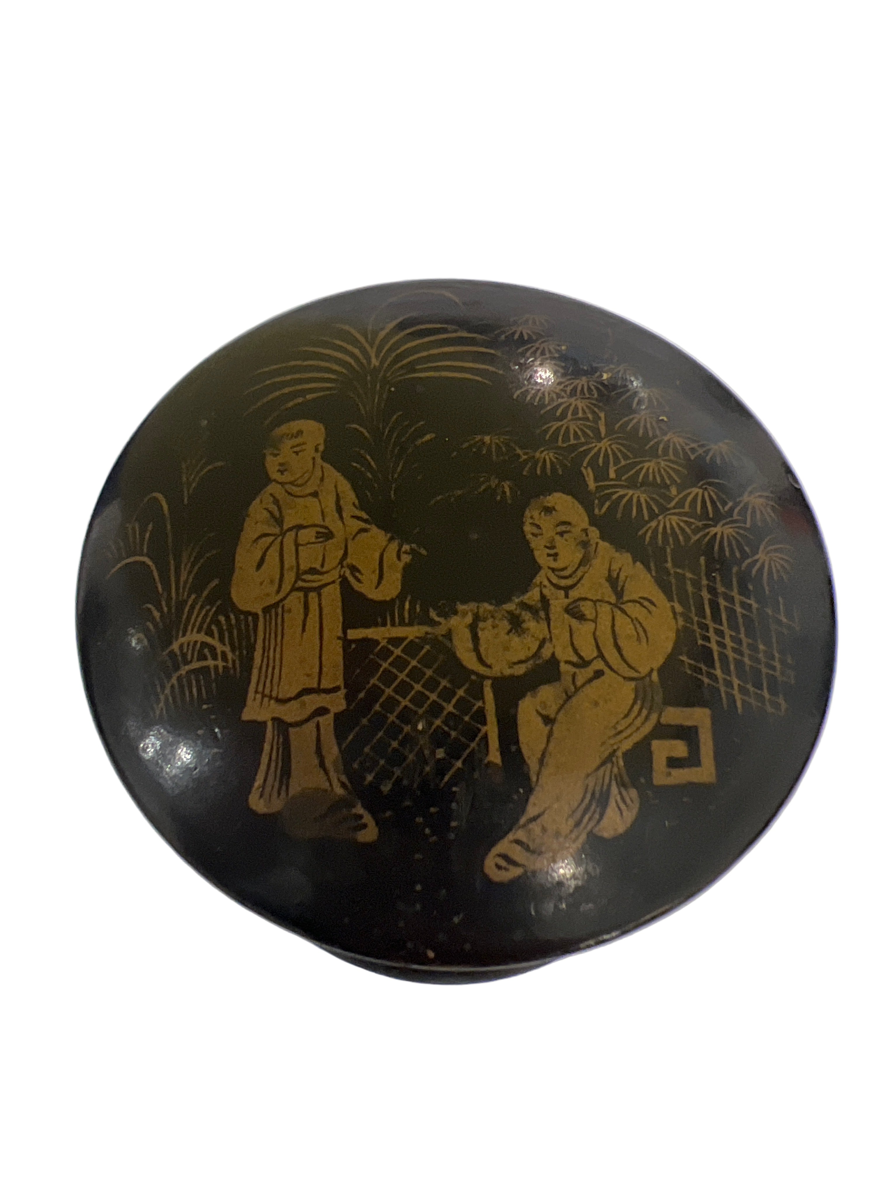 Tall Round Chinoiserie Box