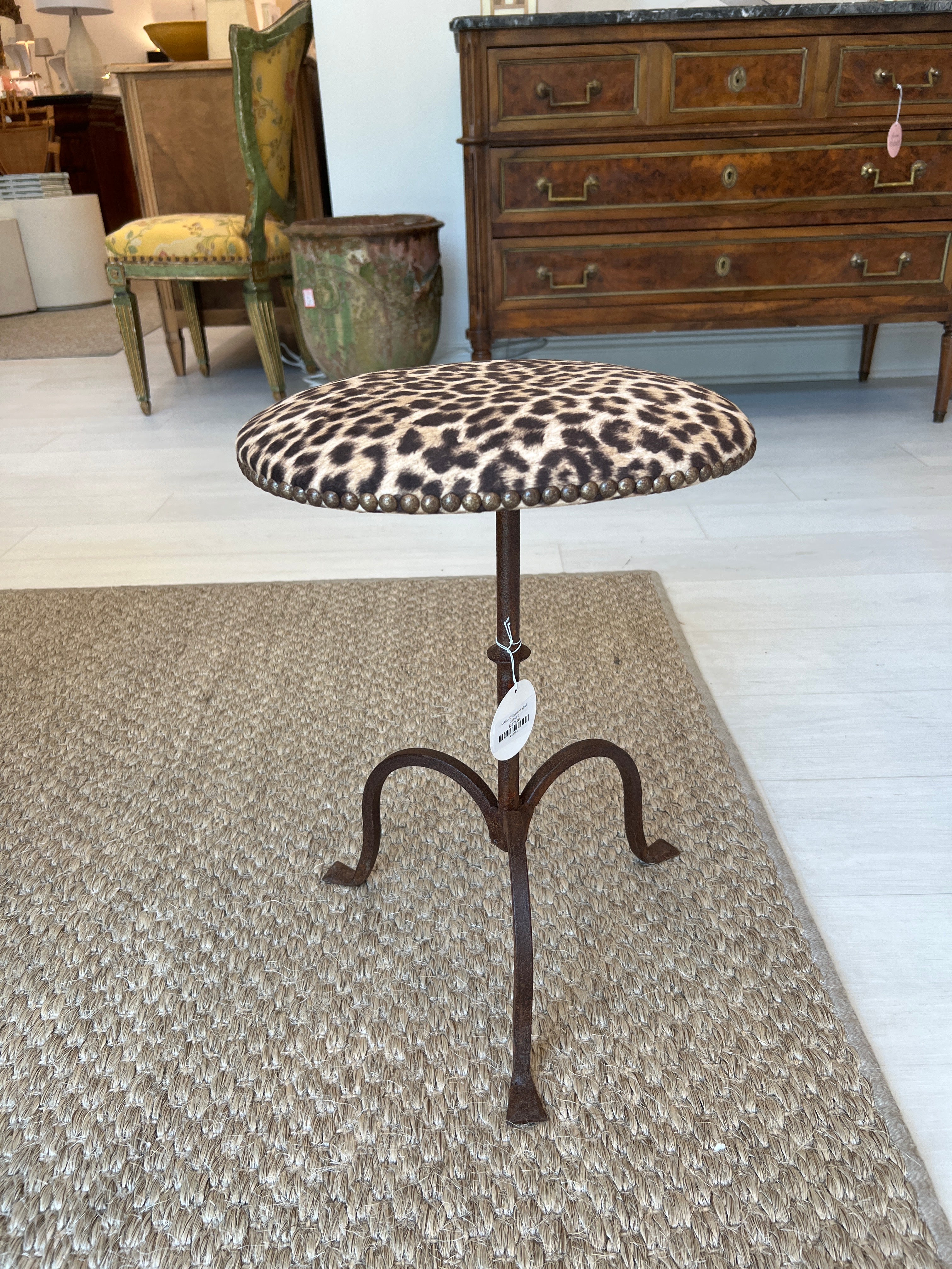 Leopard-Covered Stool