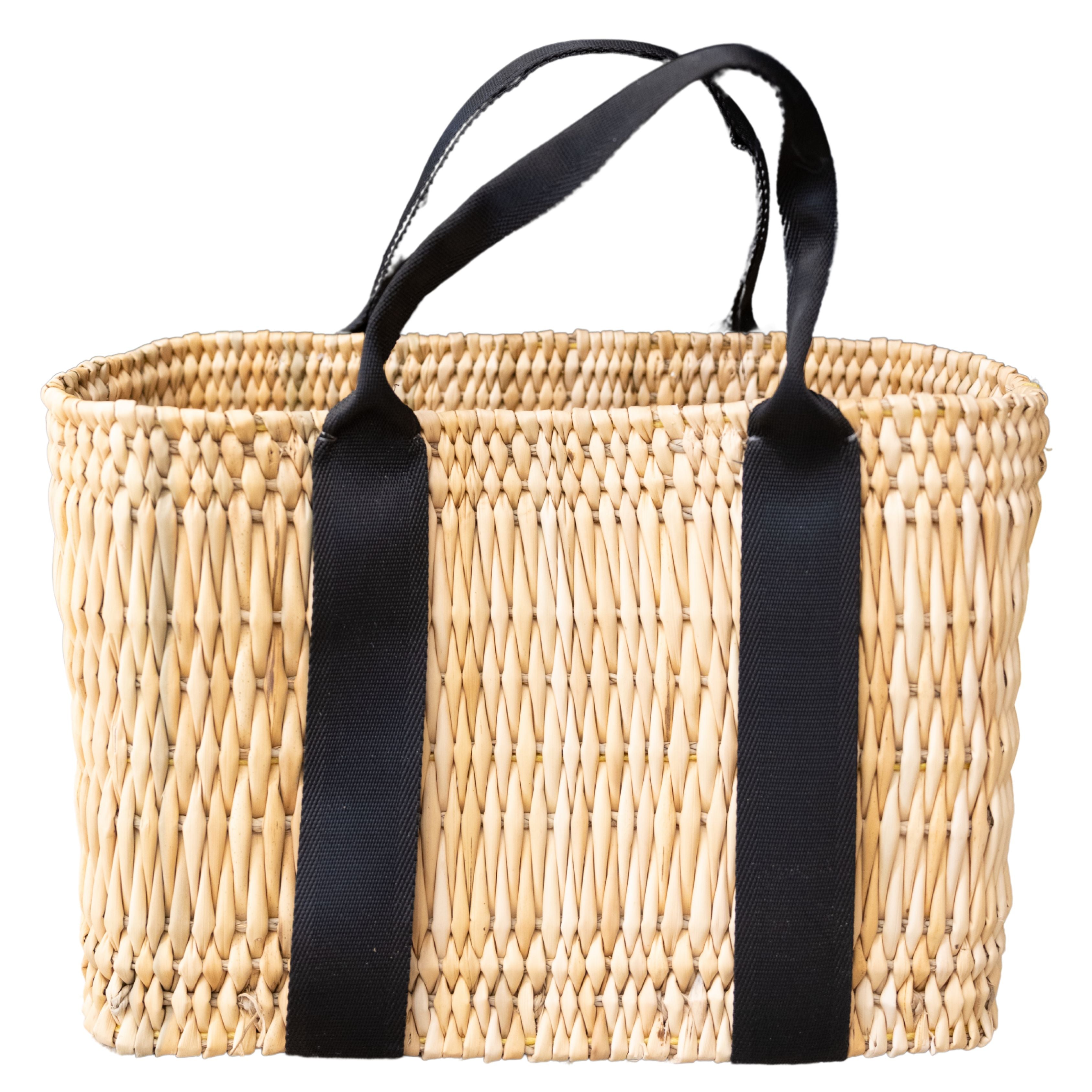 Black Small Straw Beach Basket