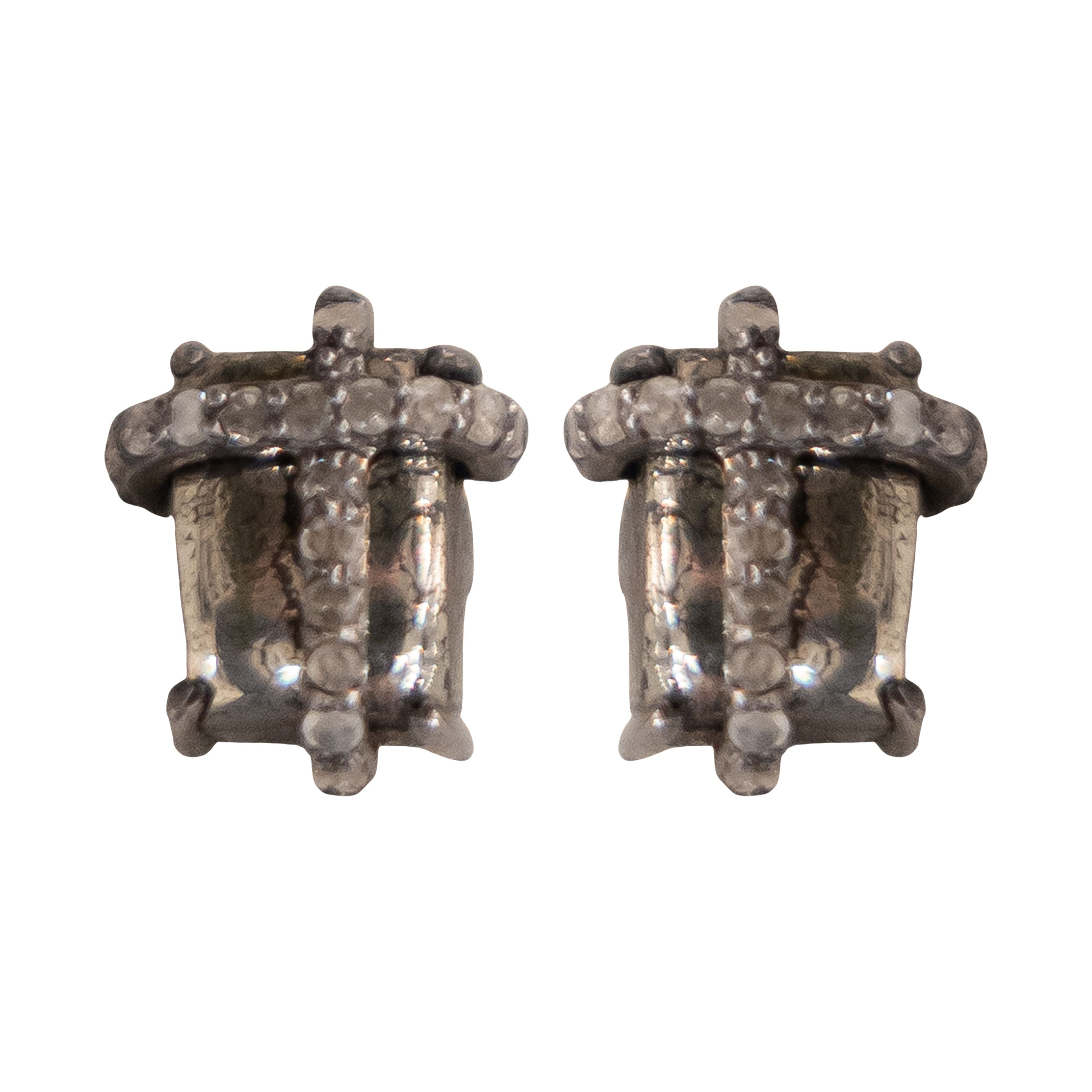 Hematite & Pave Stud Earrings