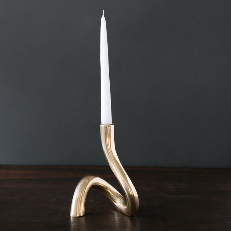 8" Gold Serpente Candlestick