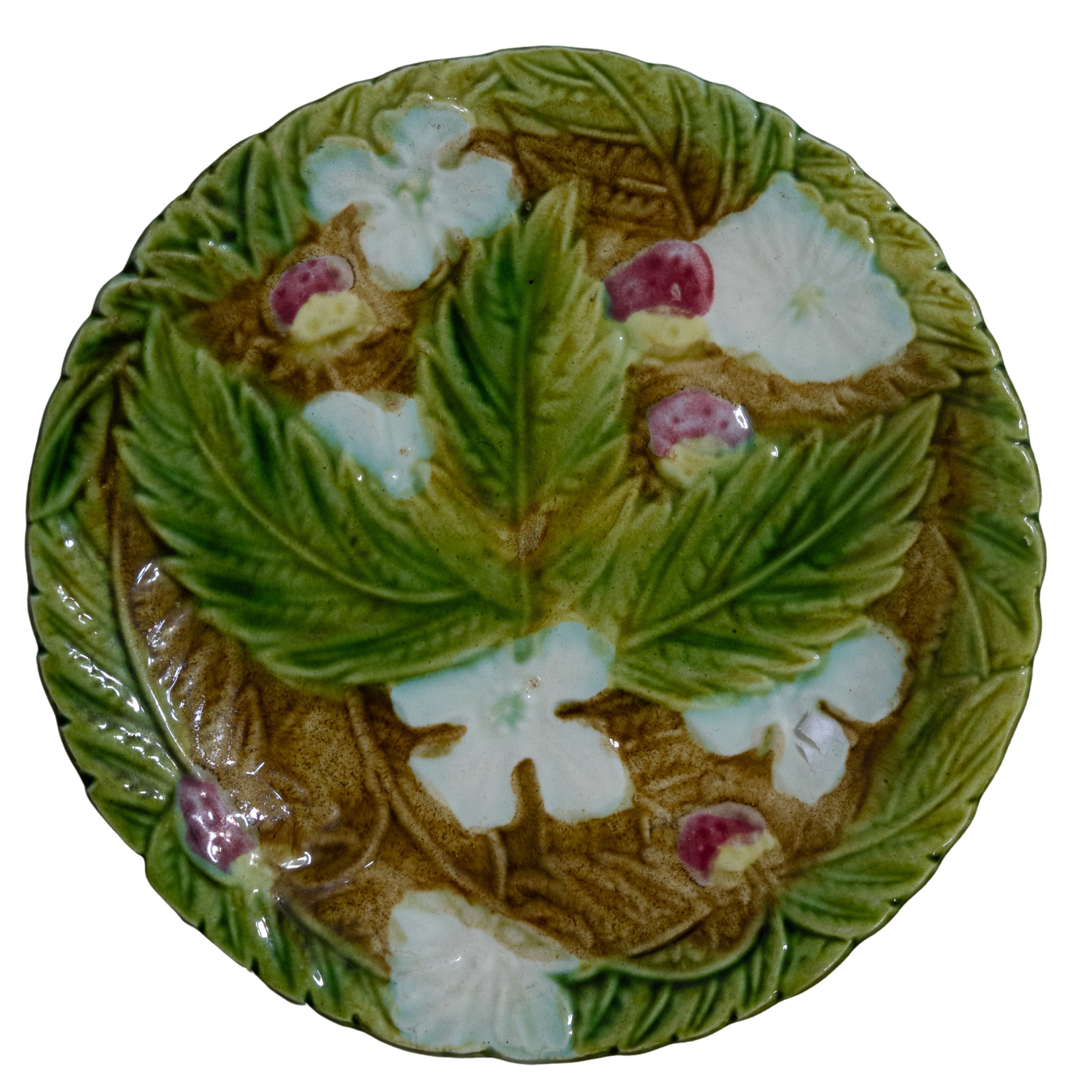 Barbotine Plate with Leaves