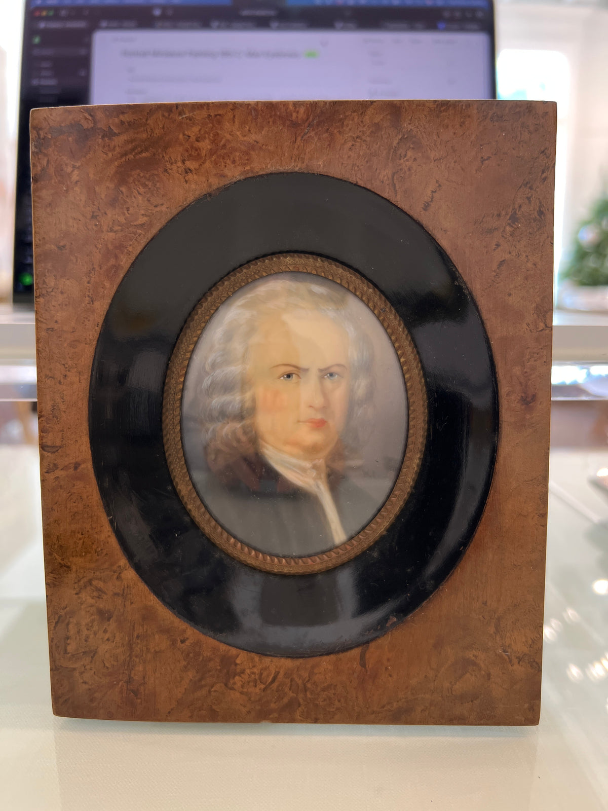 Portrait Miniature Painting 18th C. Man Eyebrows