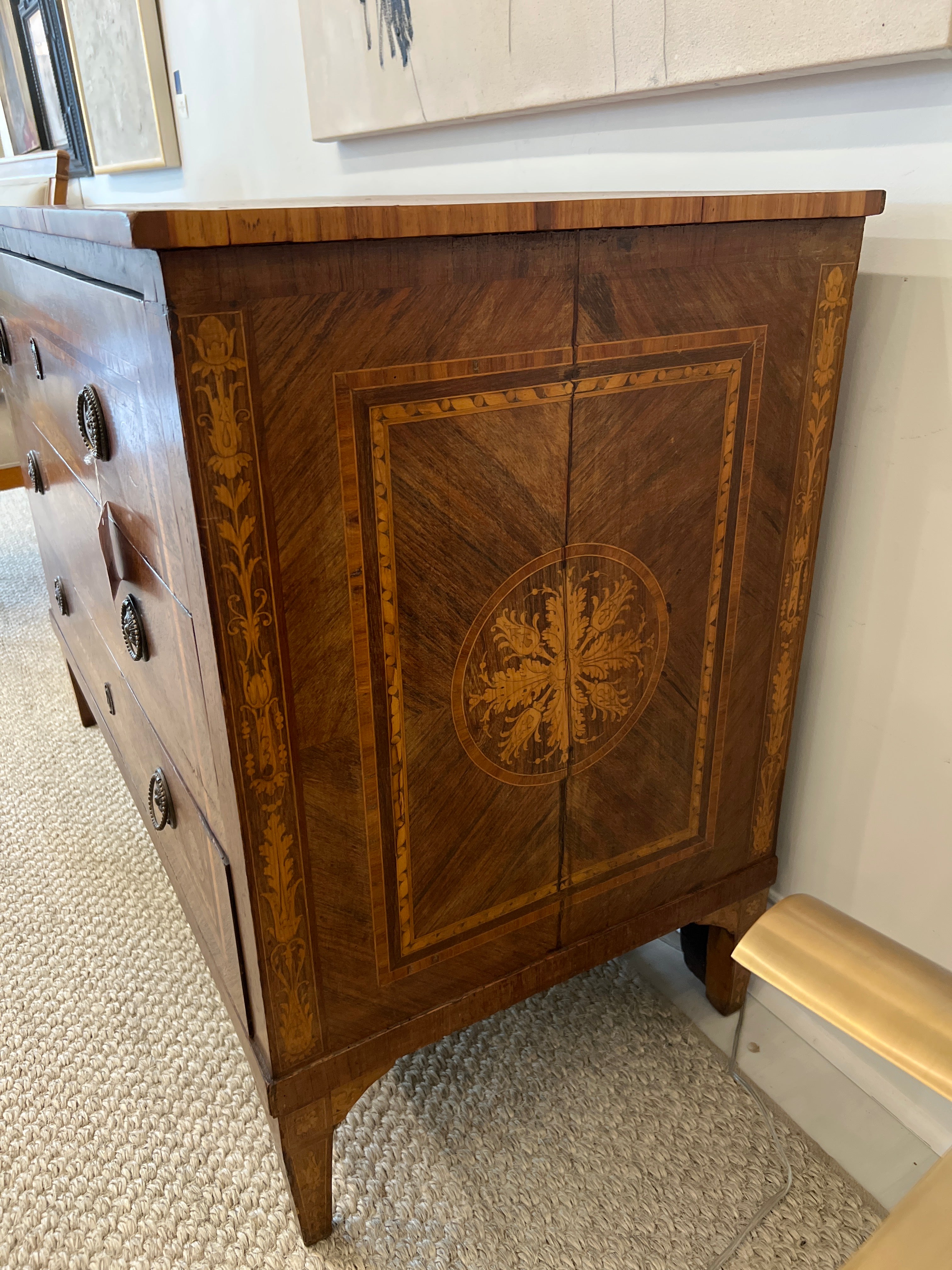 Commode Walnut with Inlay Italian(47w x 22.5d x 34.5h)