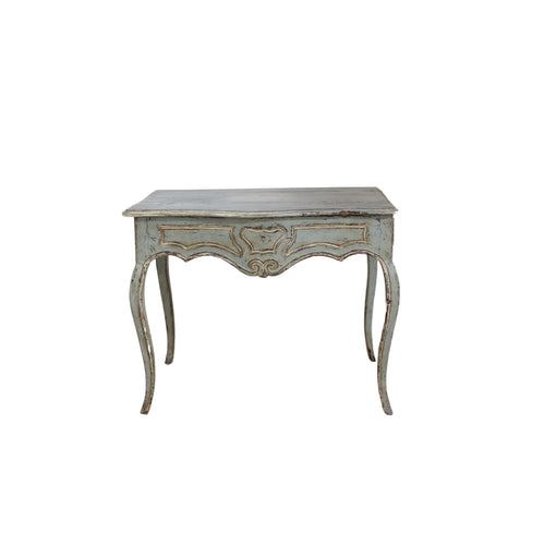 Louis XV Style Painted Blue Table with Drawer