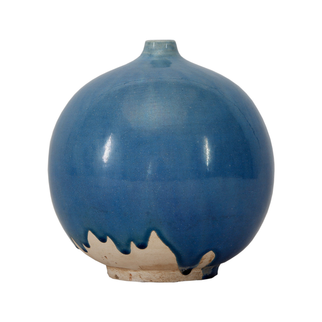 9" Blue Green Round Vase with Small Opening