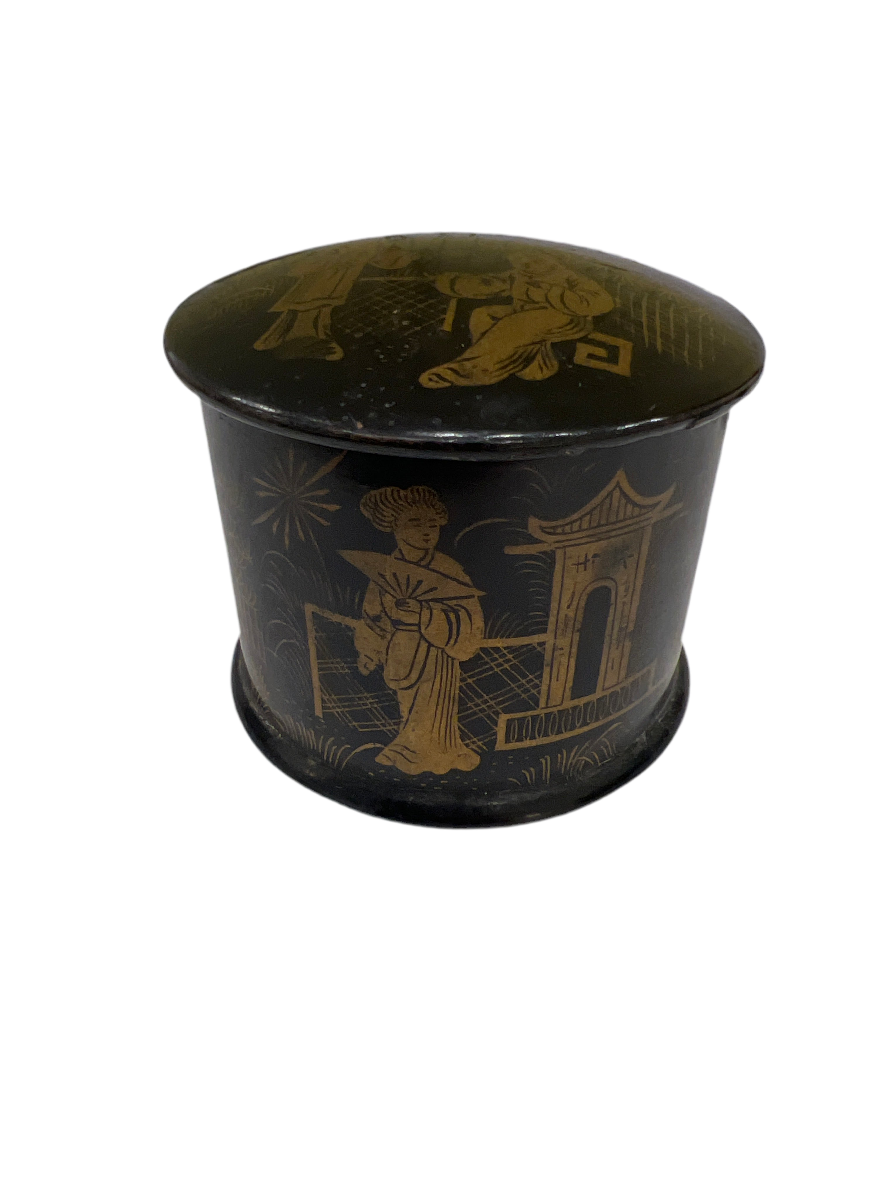 Tall Round Chinoiserie Box
