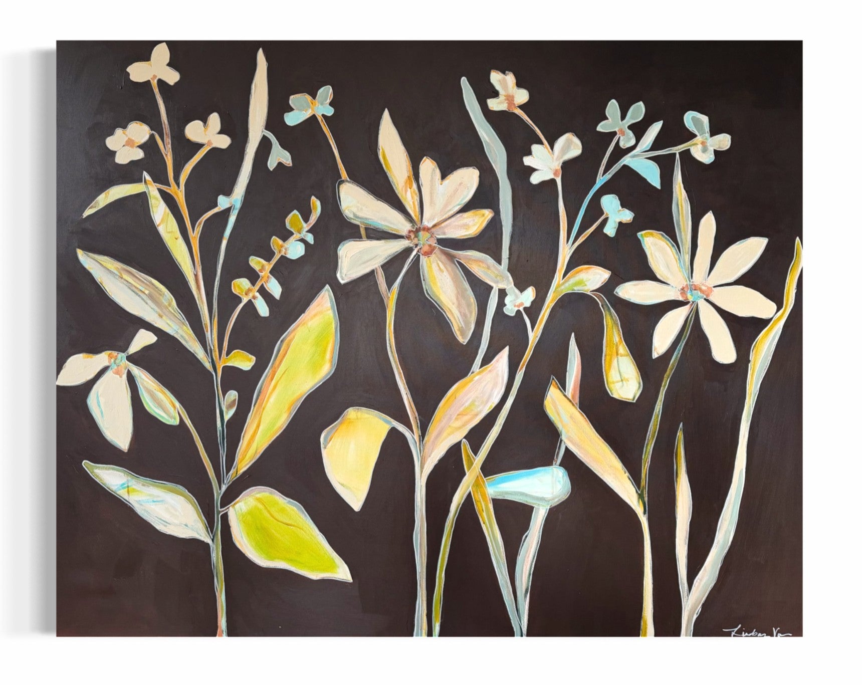 Lindsay Von - Ambered Blooms (48 x 60)