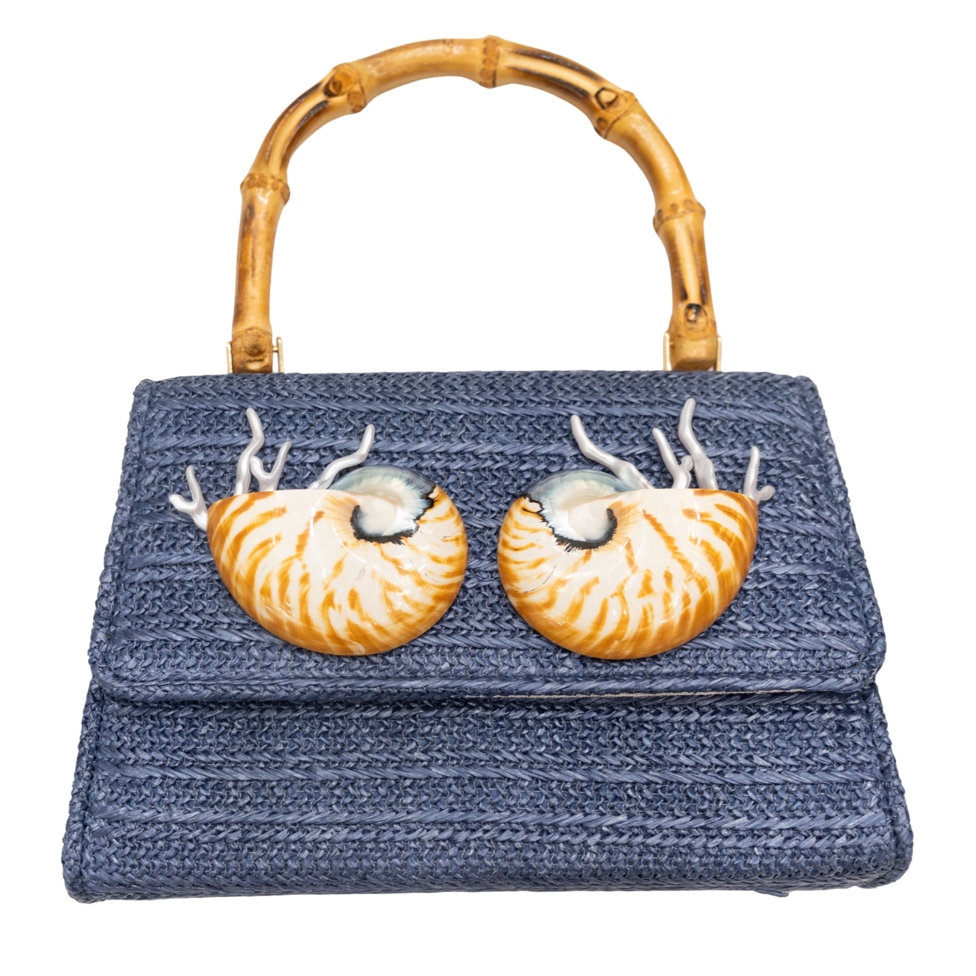 Handmade Blue Purse with Shells