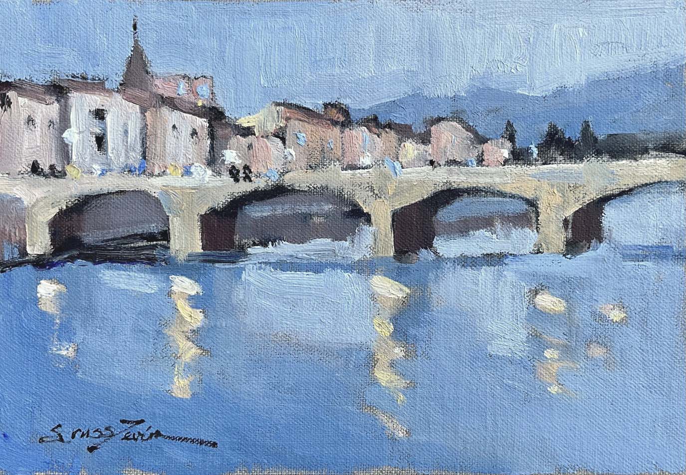 Sherrie Russ Levine - Arno at Dusk, Florence (7 x 10)