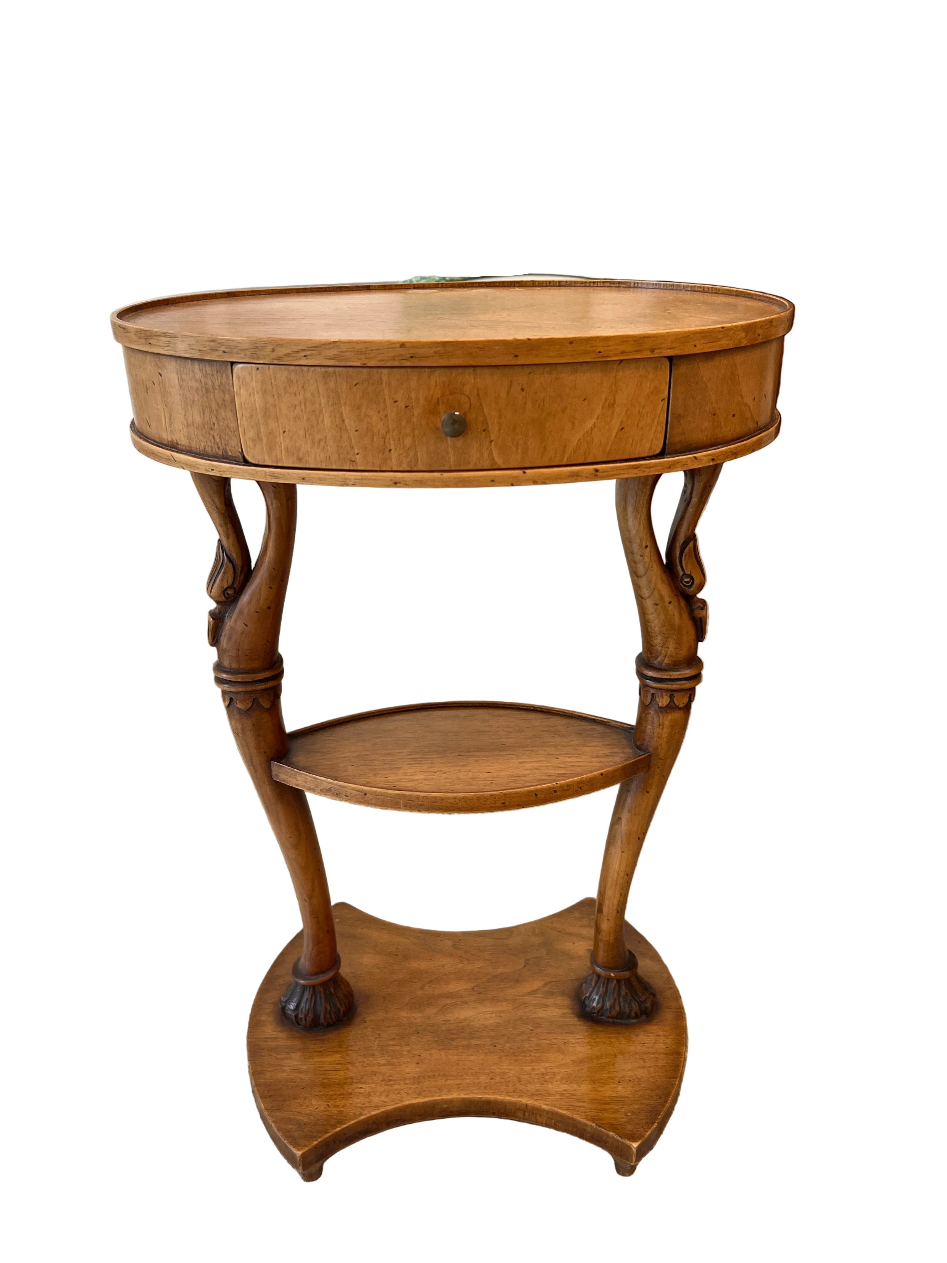 Art Nouveau Walnut Side Table w/ Swan Motif