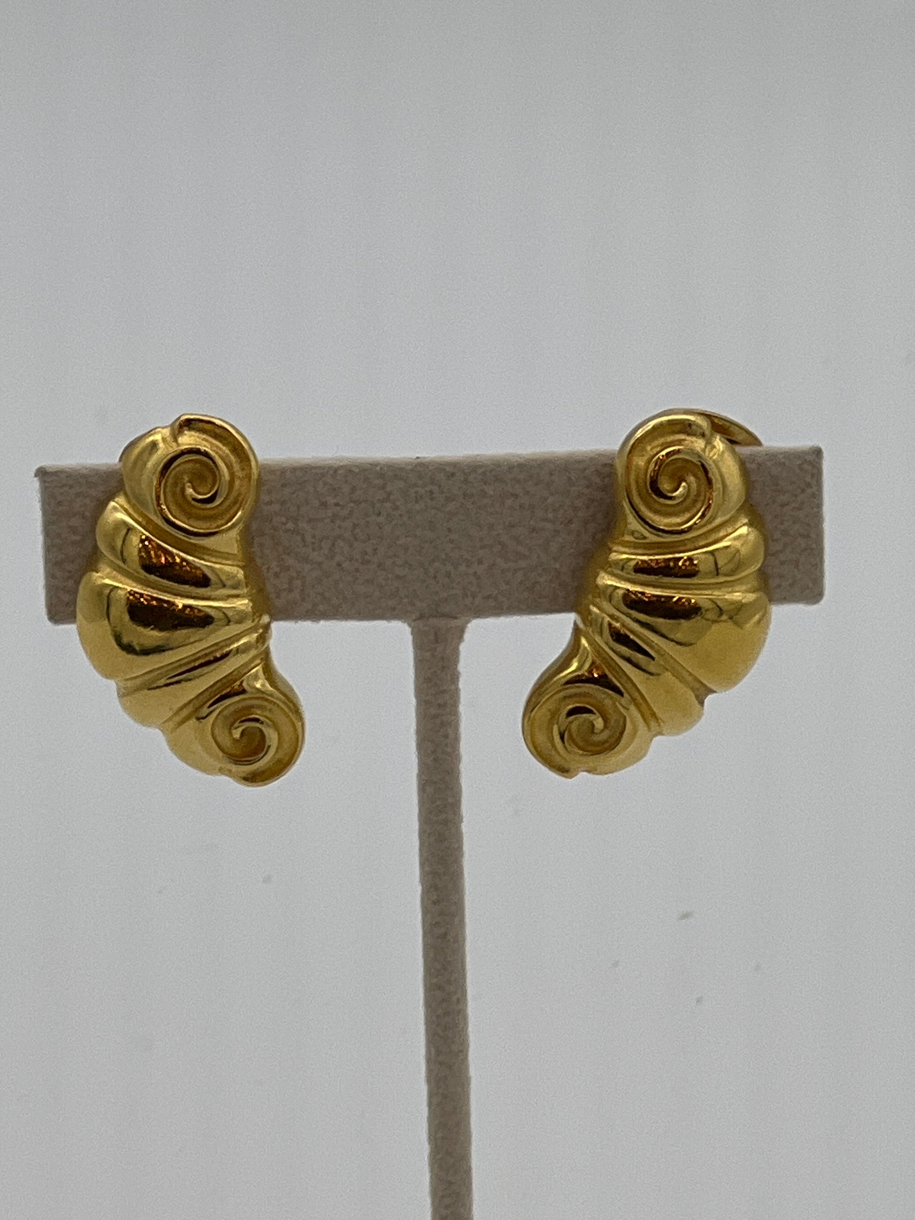 Golden Croissant Clip-On Earrings