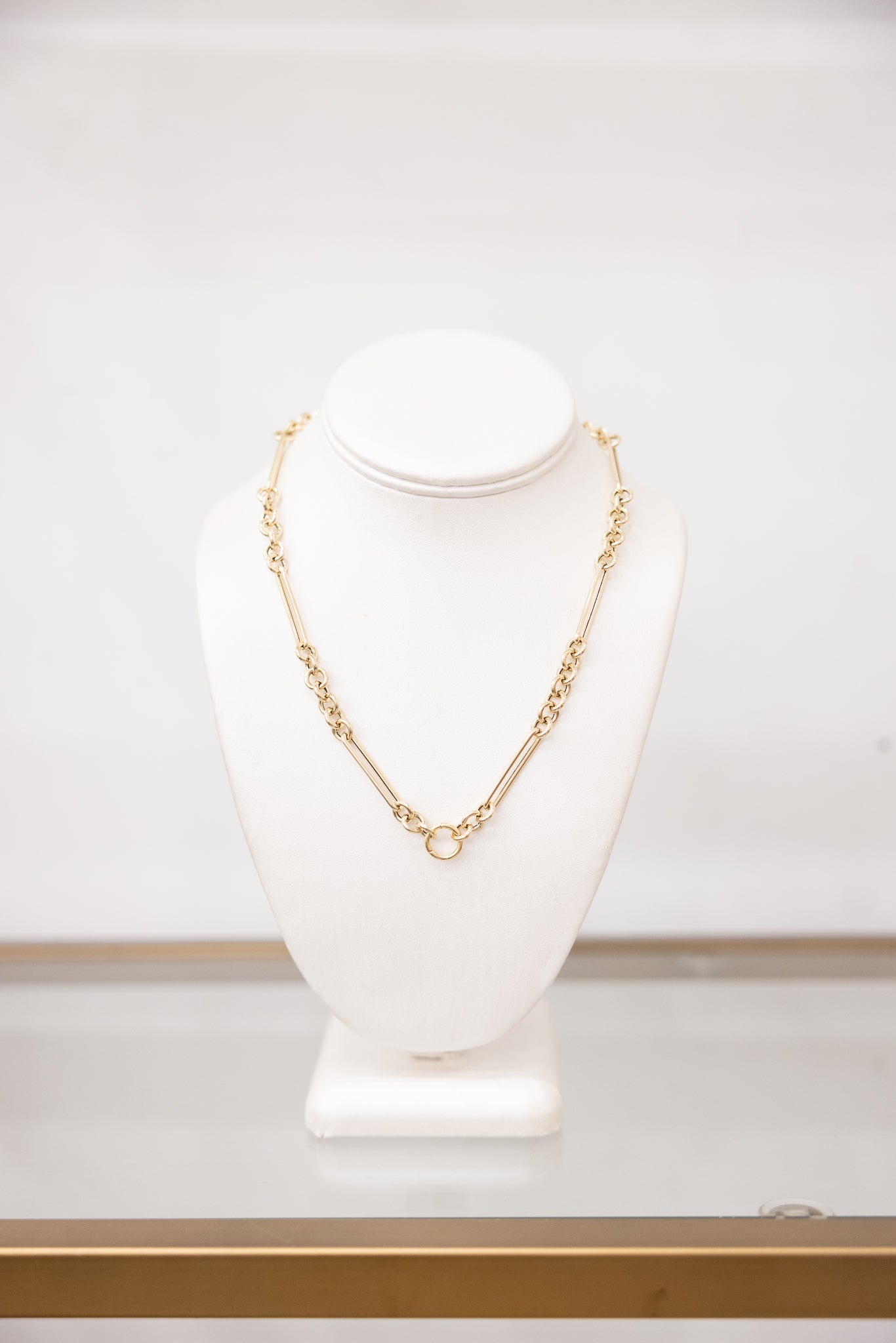 Elongated Gold Mixed Link Chain