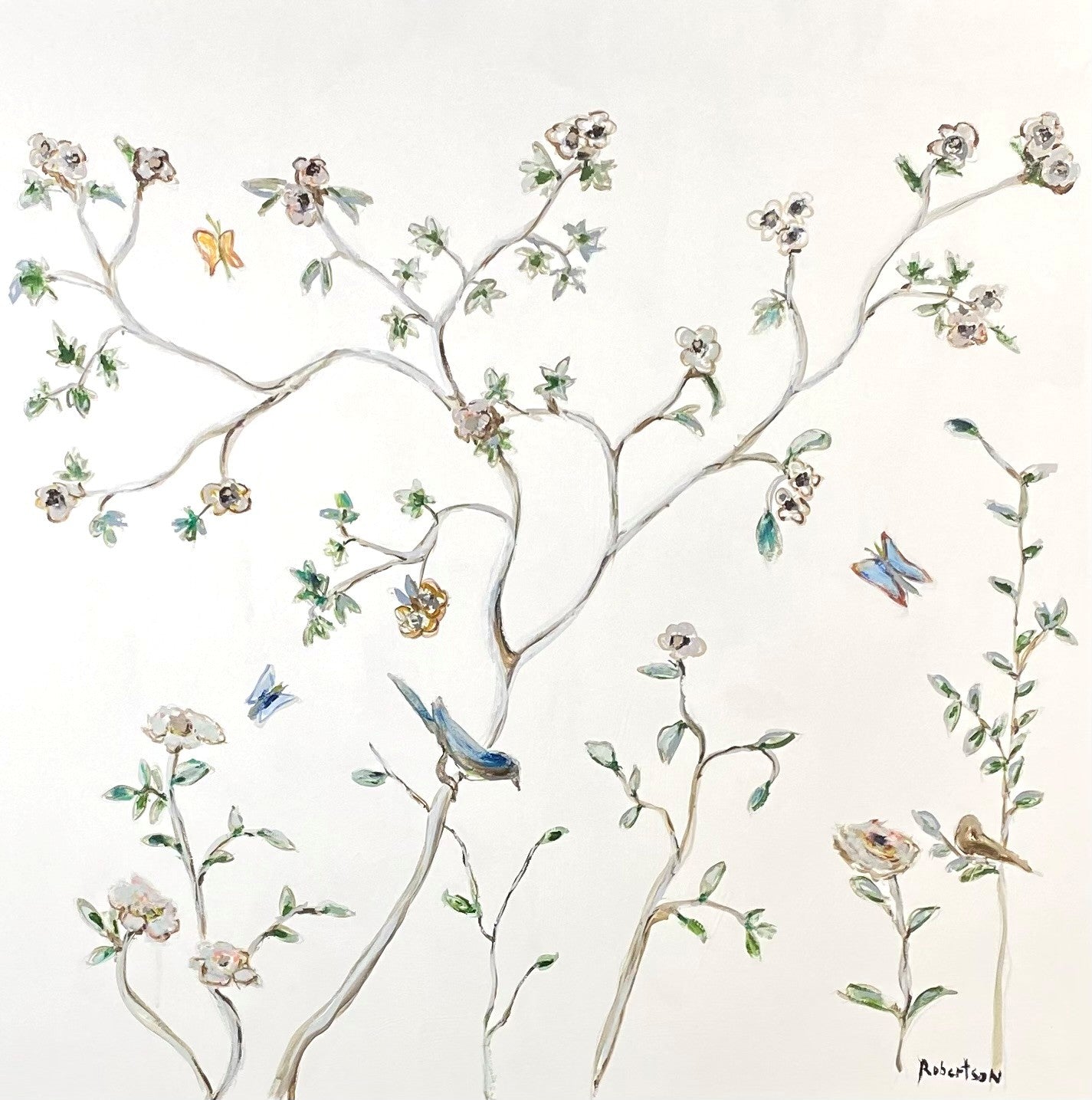 Sarah Robertson - Blue Bird Garden (36 x 36)